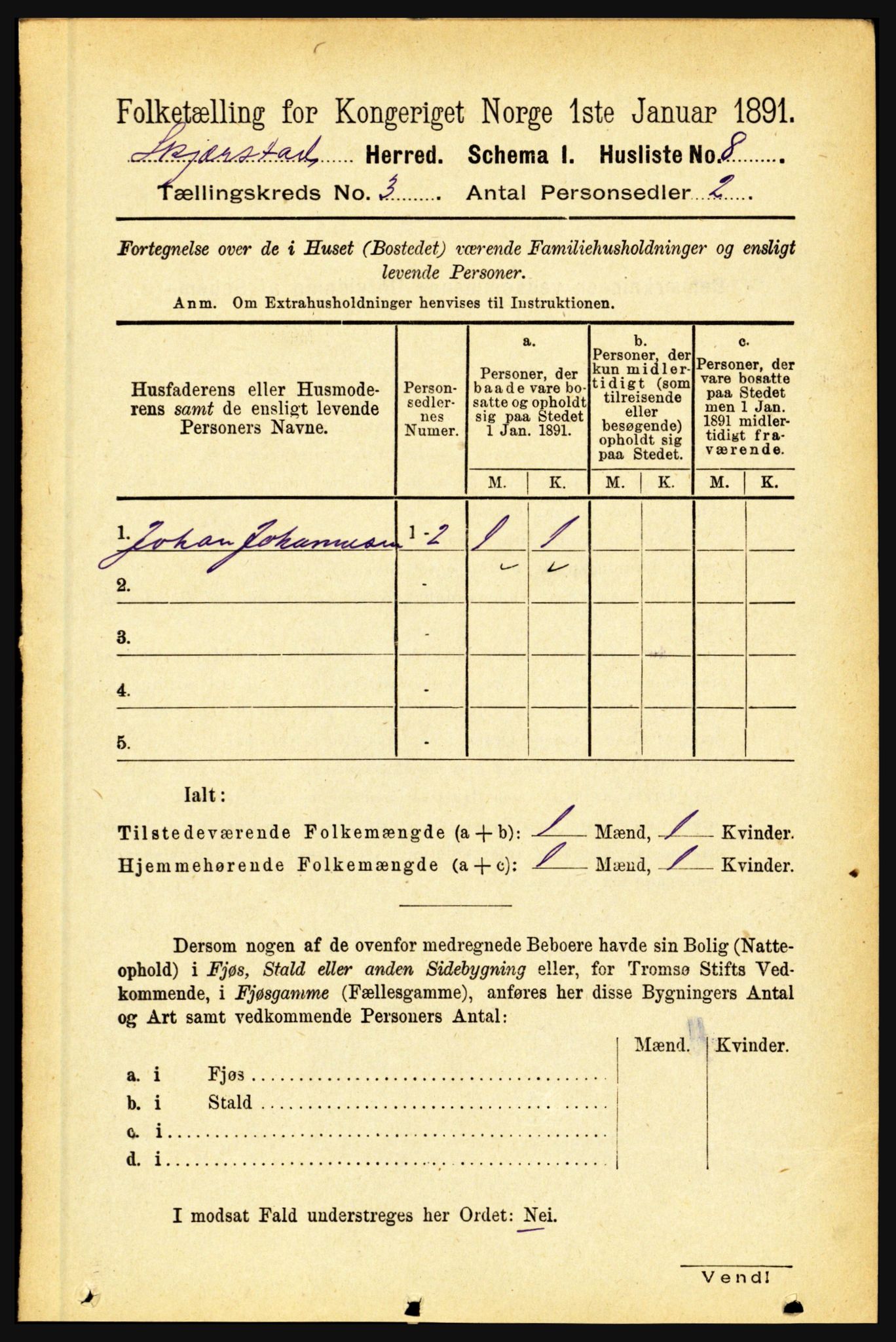 RA, 1891 census for 1842 Skjerstad, 1891, p. 697