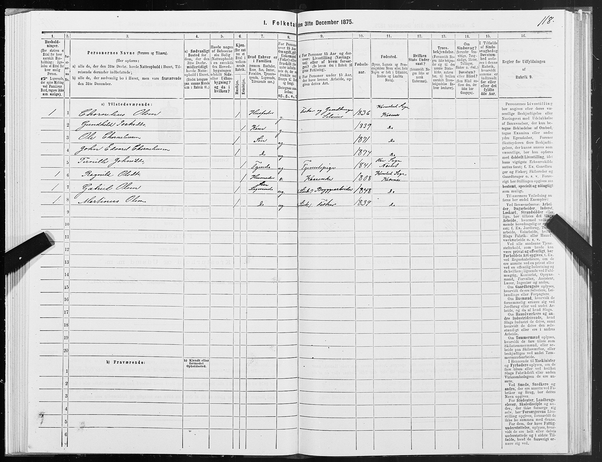 SAT, 1875 census for 1553P Kvernes, 1875, p. 3118