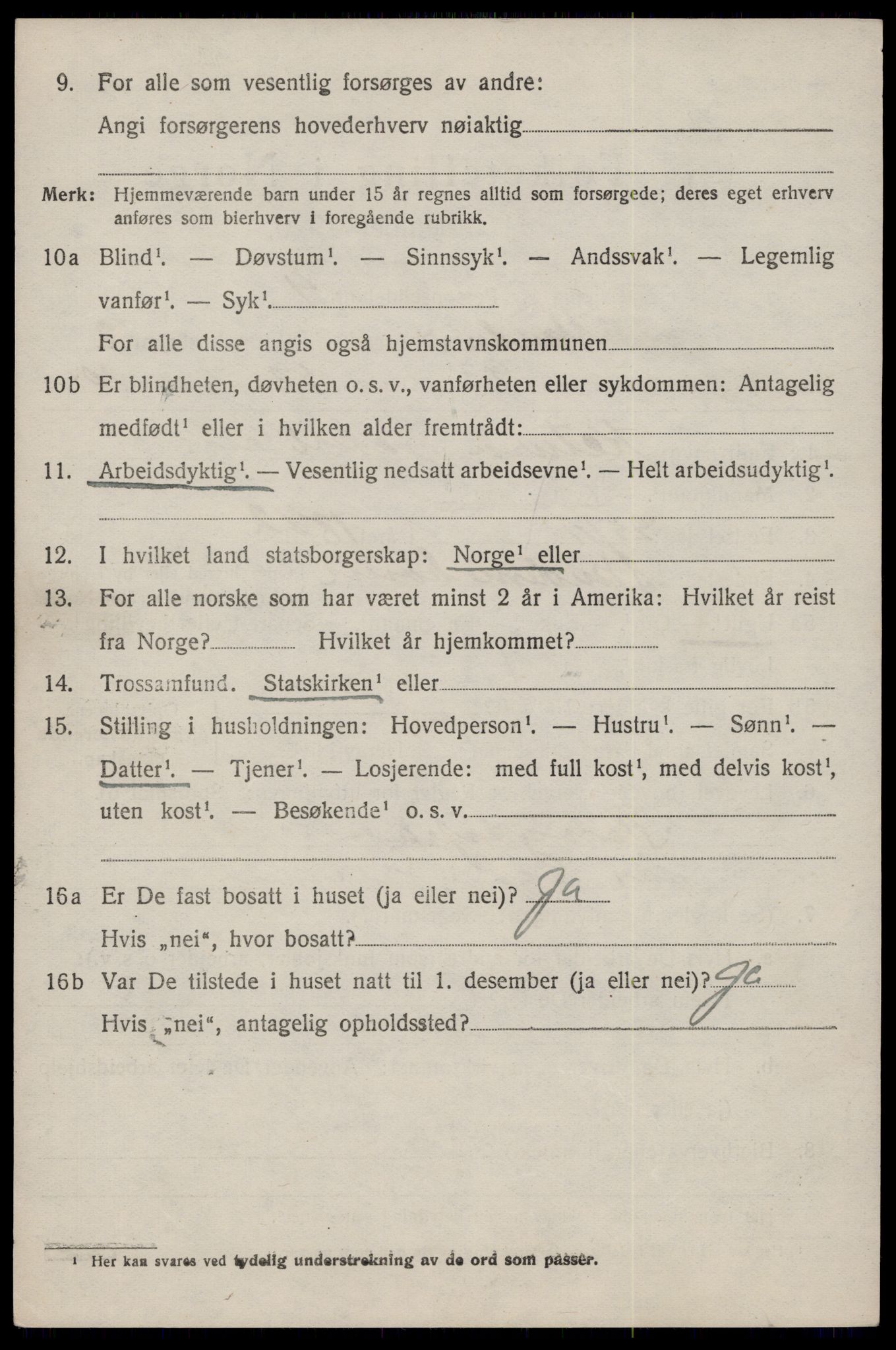 SAST, 1920 census for Skudenes, 1920, p. 2447