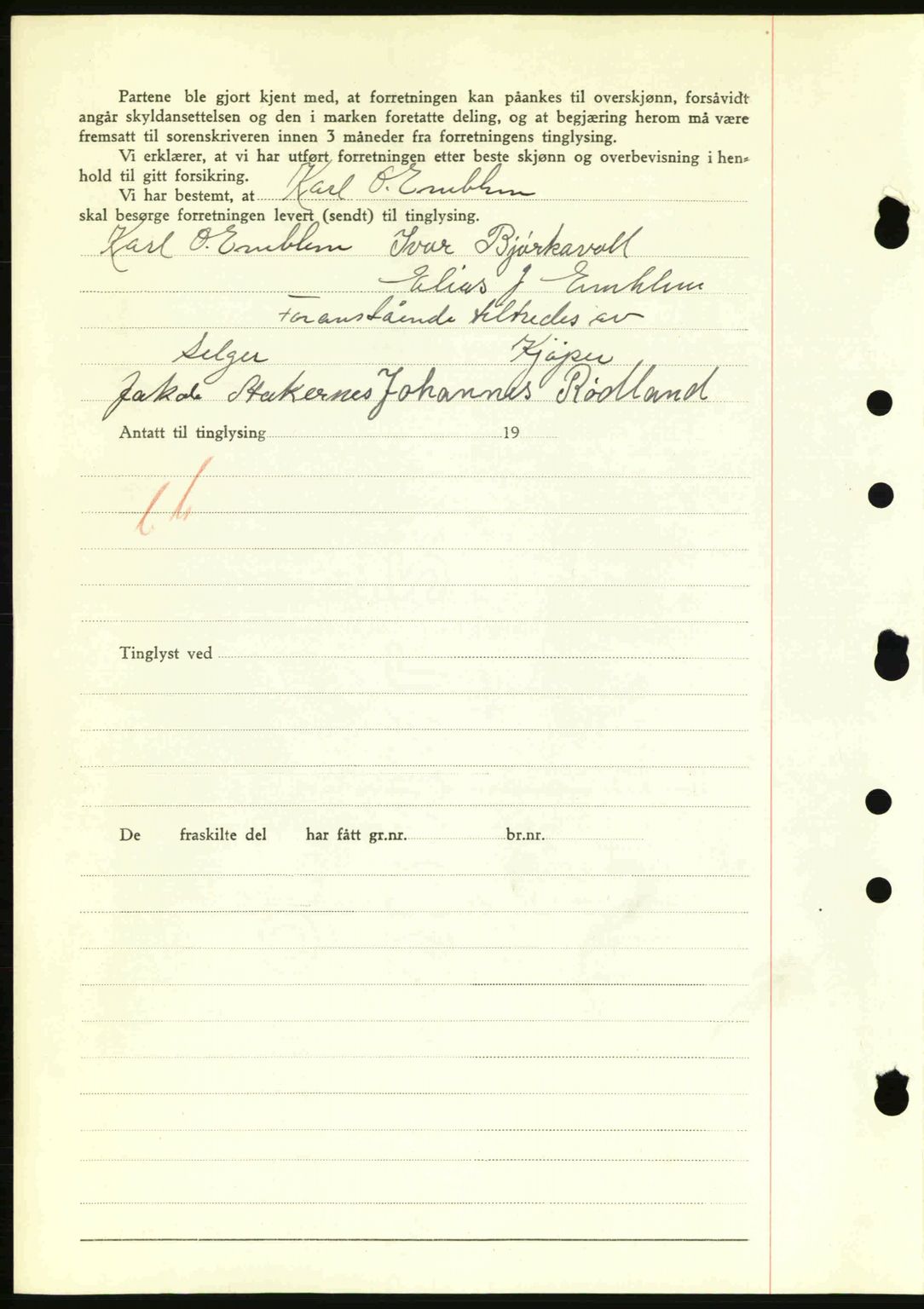 Nordre Sunnmøre sorenskriveri, AV/SAT-A-0006/1/2/2C/2Ca: Mortgage book no. A13, 1942-1942, Diary no: : 670/1942