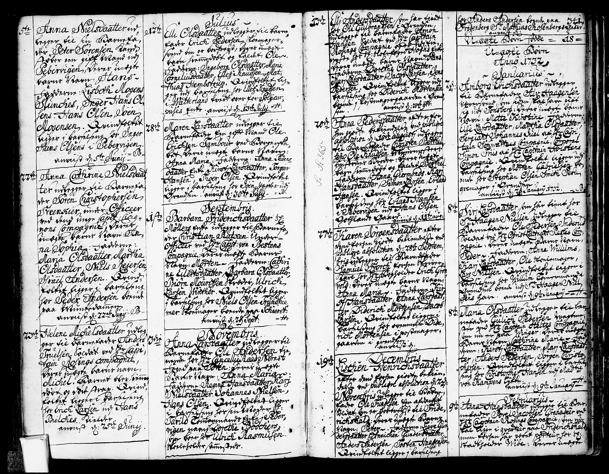 Oslo domkirke Kirkebøker, SAO/A-10752/F/Fa/L0003: Parish register (official) no. 3, 1731-1743, p. 341