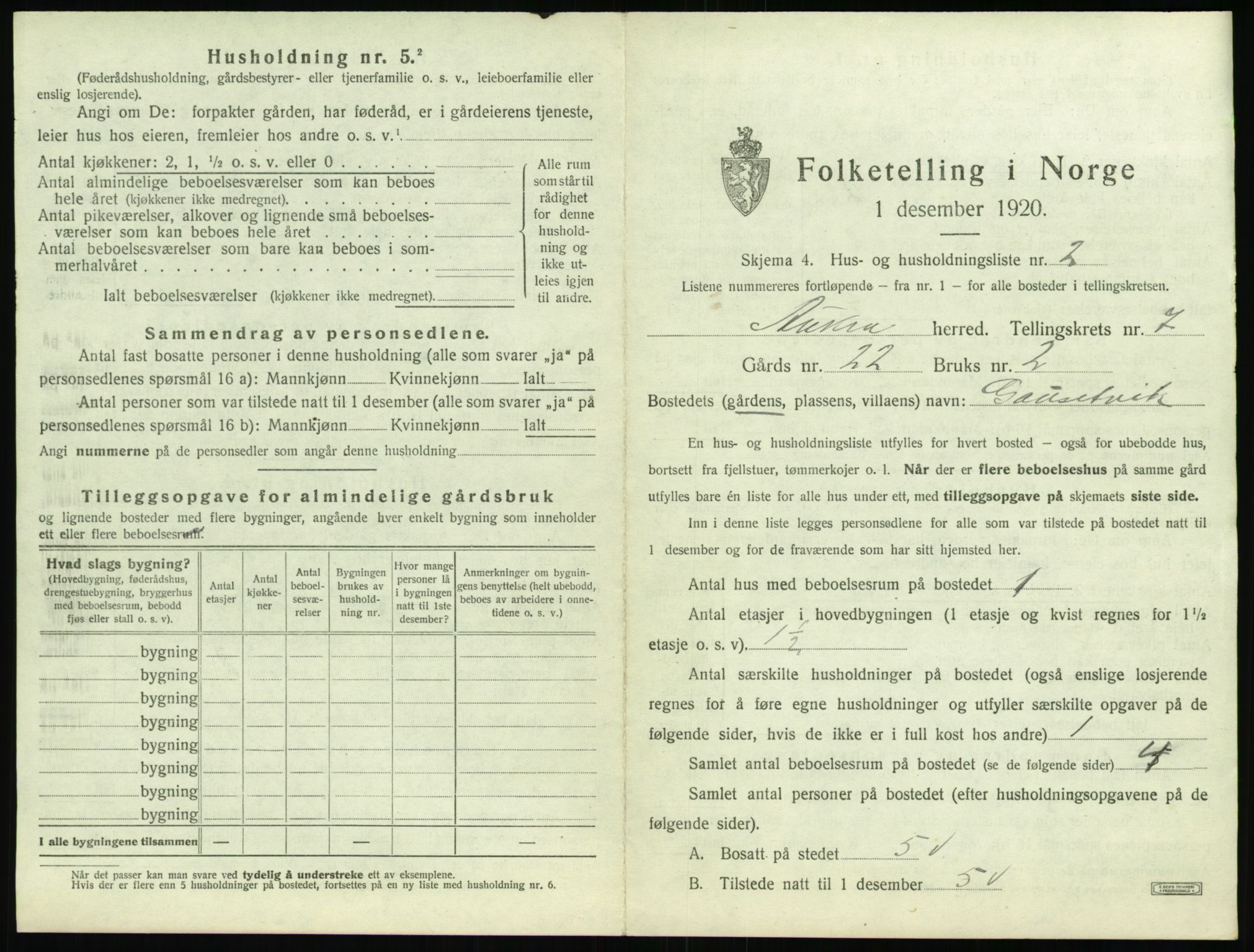 SAT, 1920 census for Aukra, 1920, p. 565