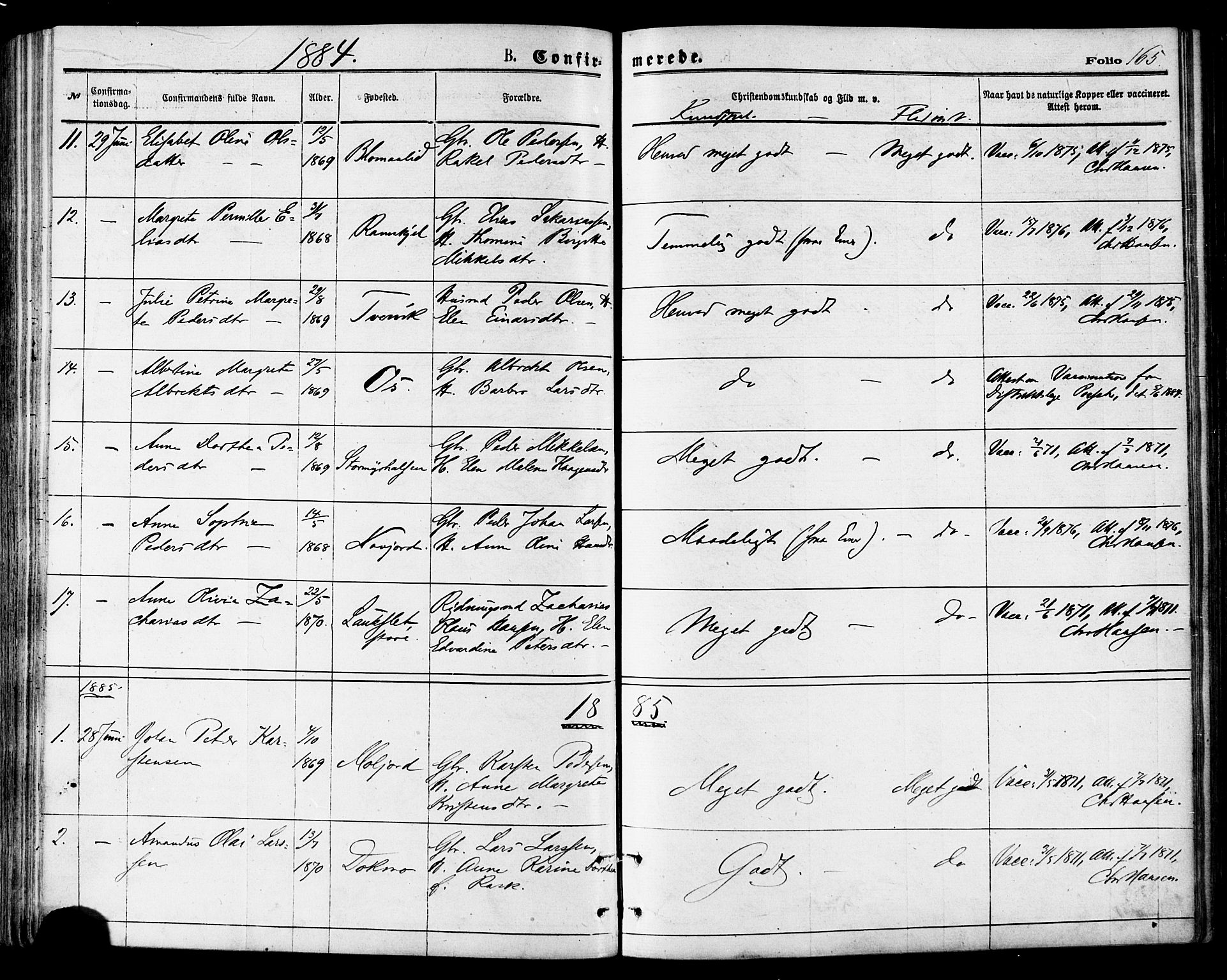 Ministerialprotokoller, klokkerbøker og fødselsregistre - Nordland, SAT/A-1459/846/L0645: Parish register (official) no. 846A03, 1872-1886, p. 165