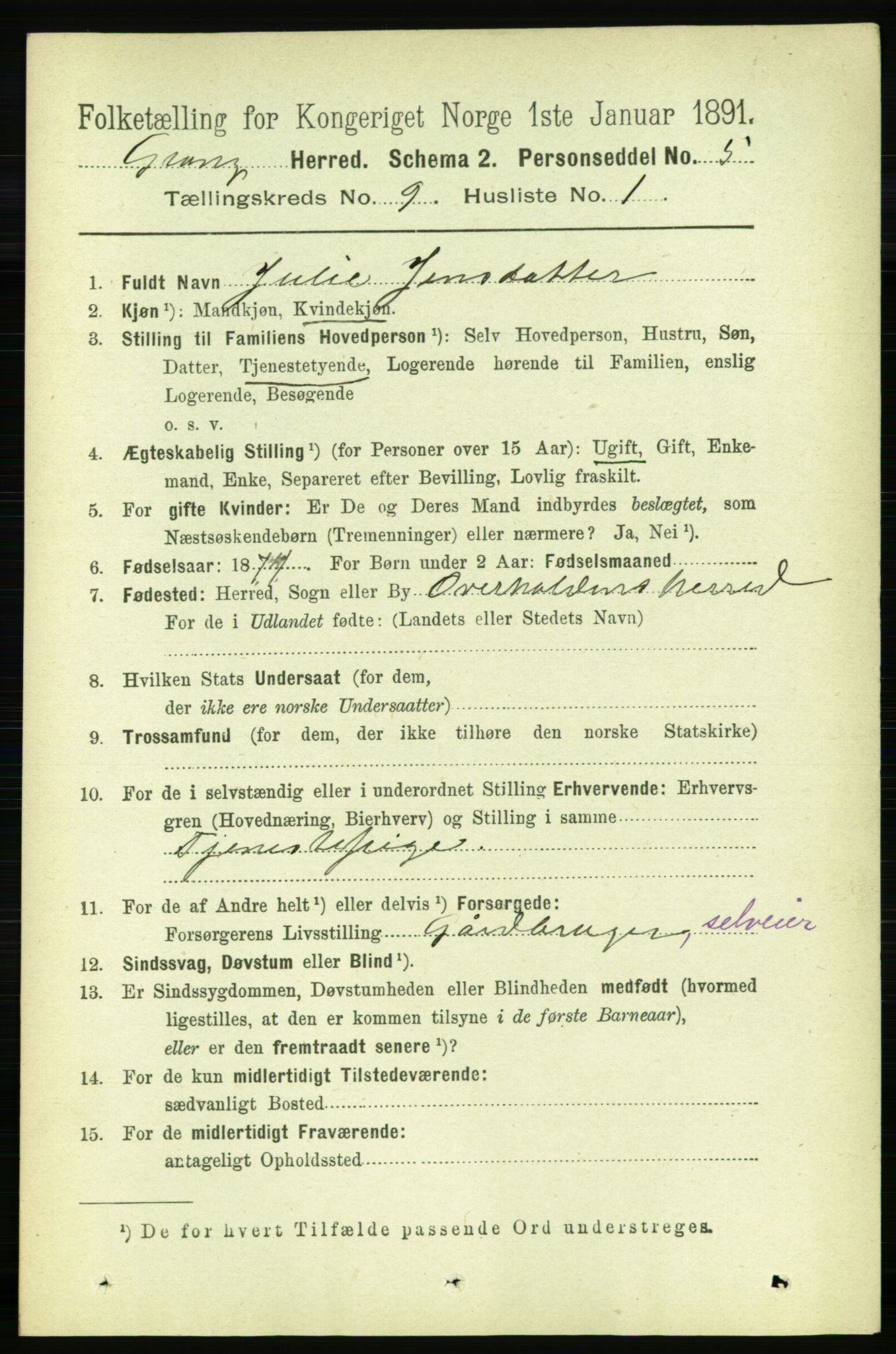 RA, 1891 census for 1742 Grong, 1891, p. 3142