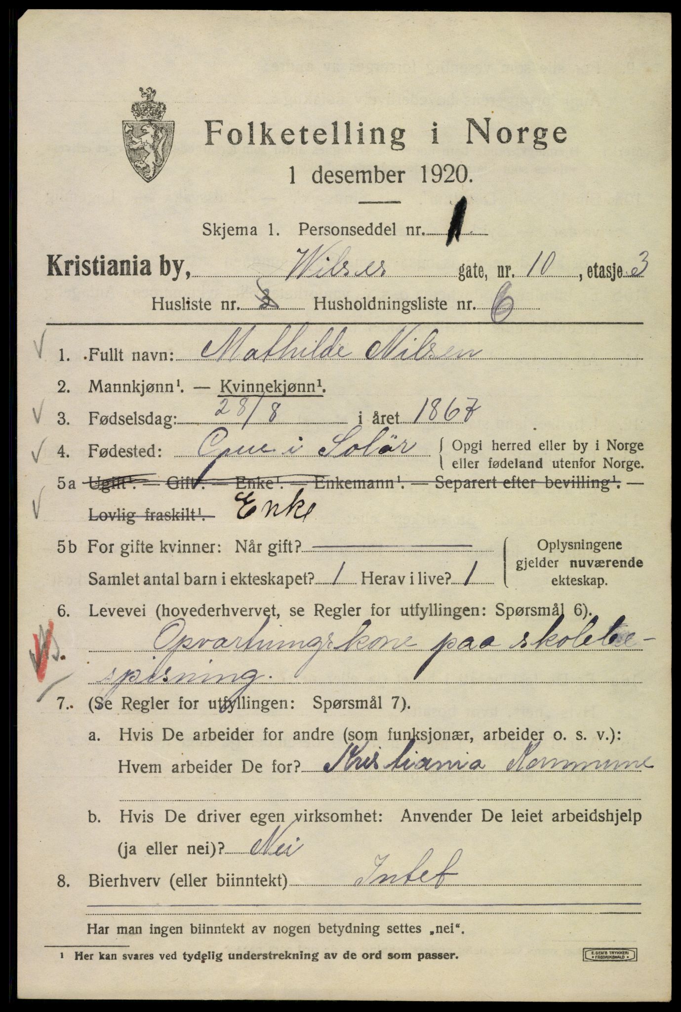 SAO, 1920 census for Kristiania, 1920, p. 653913