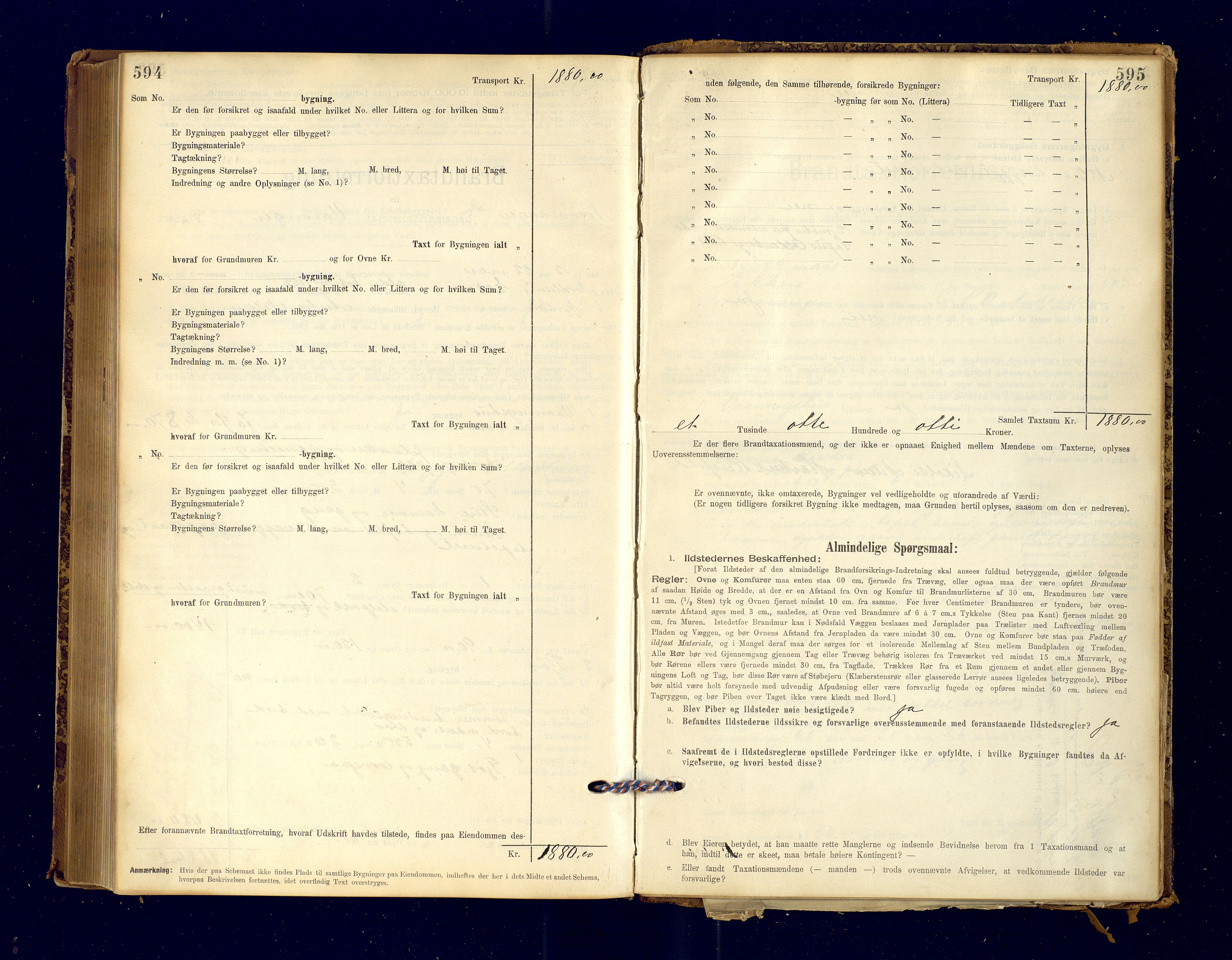 Nord-Varanger (Vadsø) lensmannskontor, AV/SATØ-S-1166/1/Fp/Fpb/L0198: Branntakstprotokoller, 1895-1913, p. 594-595