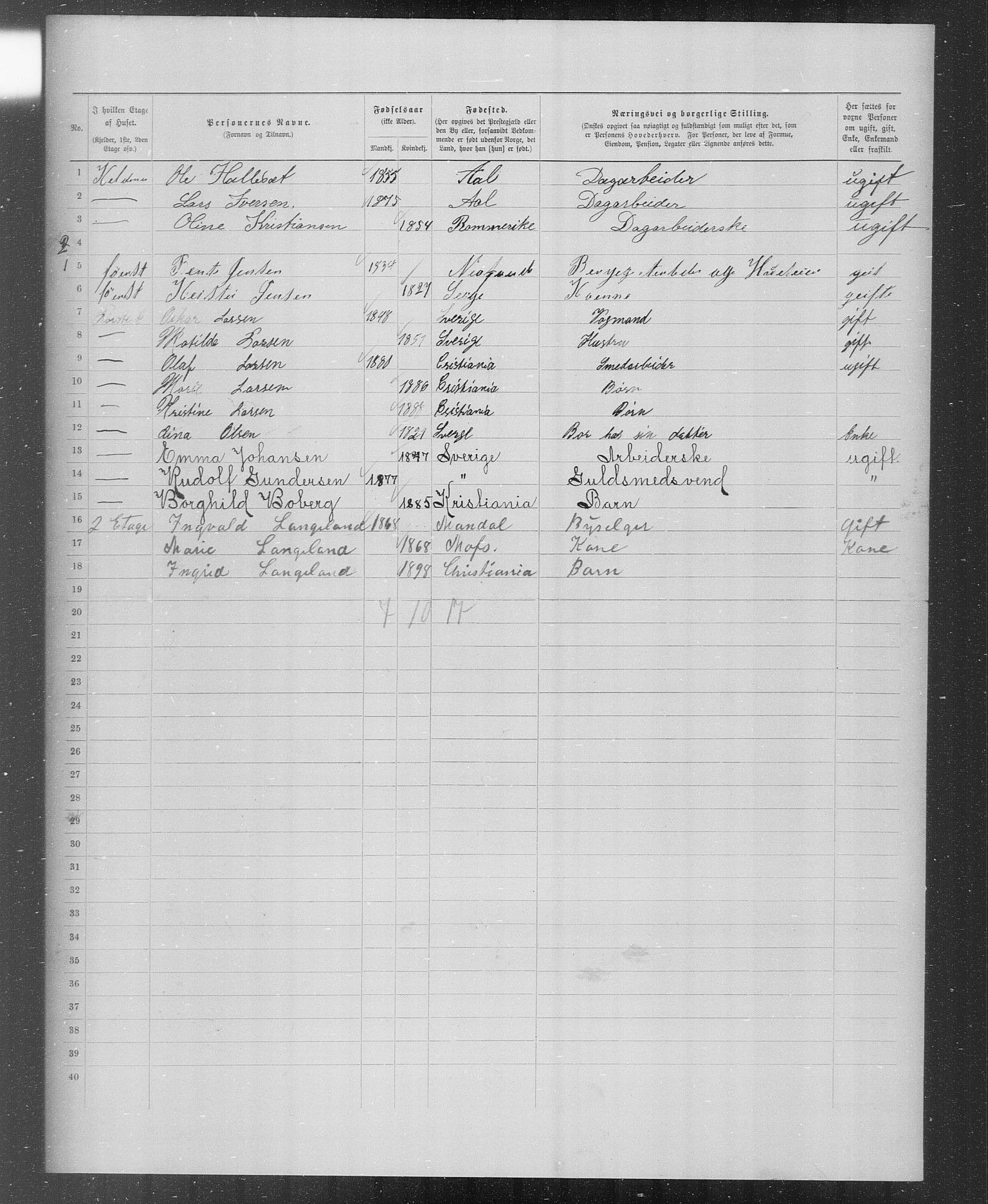 OBA, Municipal Census 1899 for Kristiania, 1899, p. 2922