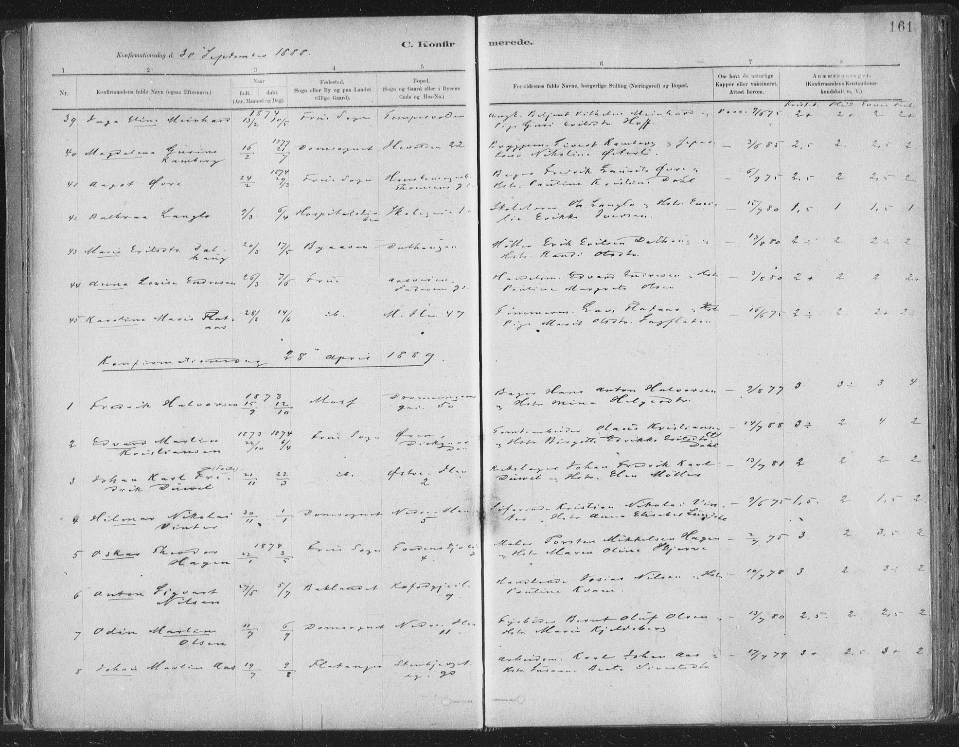 Ministerialprotokoller, klokkerbøker og fødselsregistre - Sør-Trøndelag, SAT/A-1456/603/L0162: Parish register (official) no. 603A01, 1879-1895, p. 161