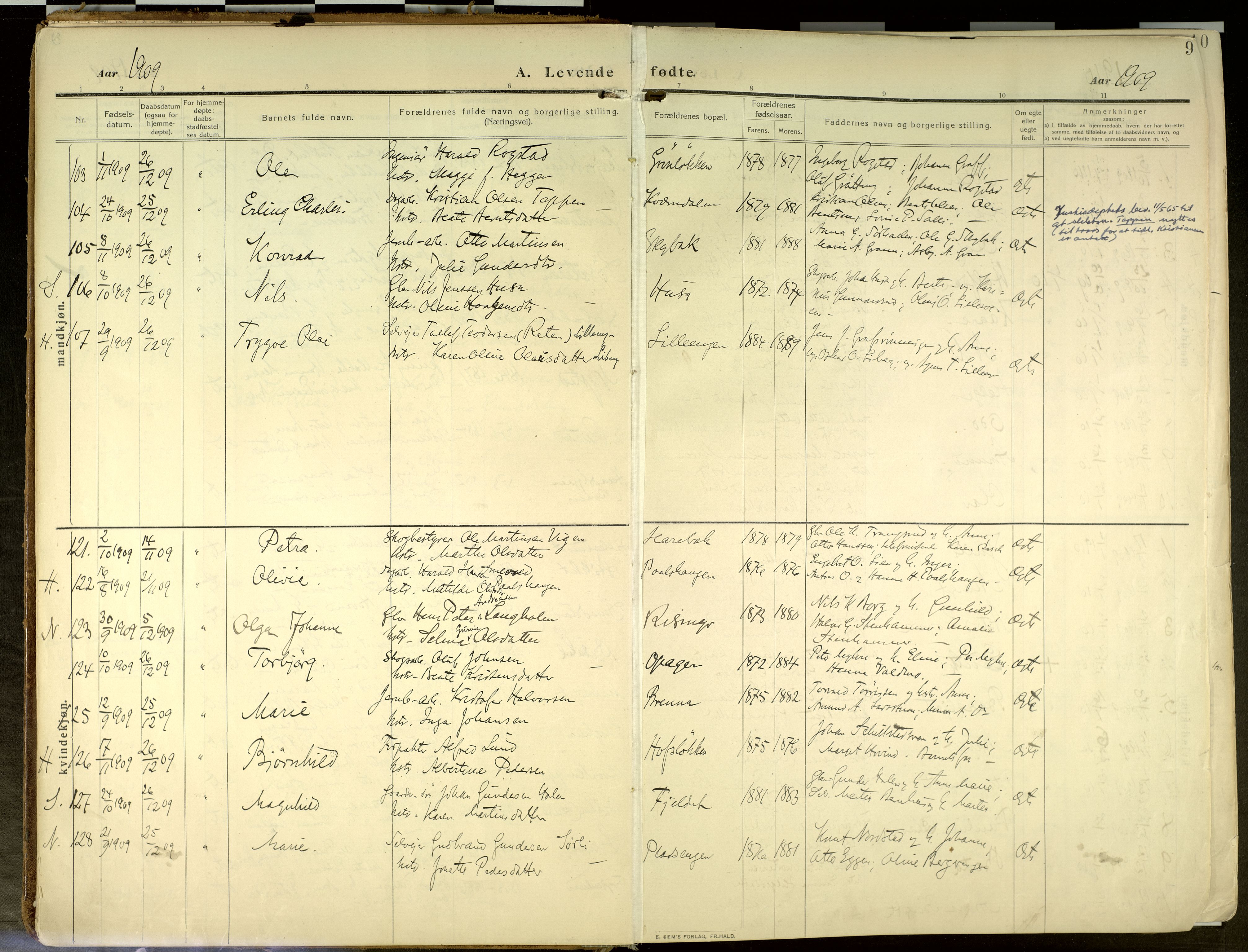 Elverum prestekontor, AV/SAH-PREST-044/H/Ha/Haa/L0020: Parish register (official) no. 20, 1909-1921, p. 9