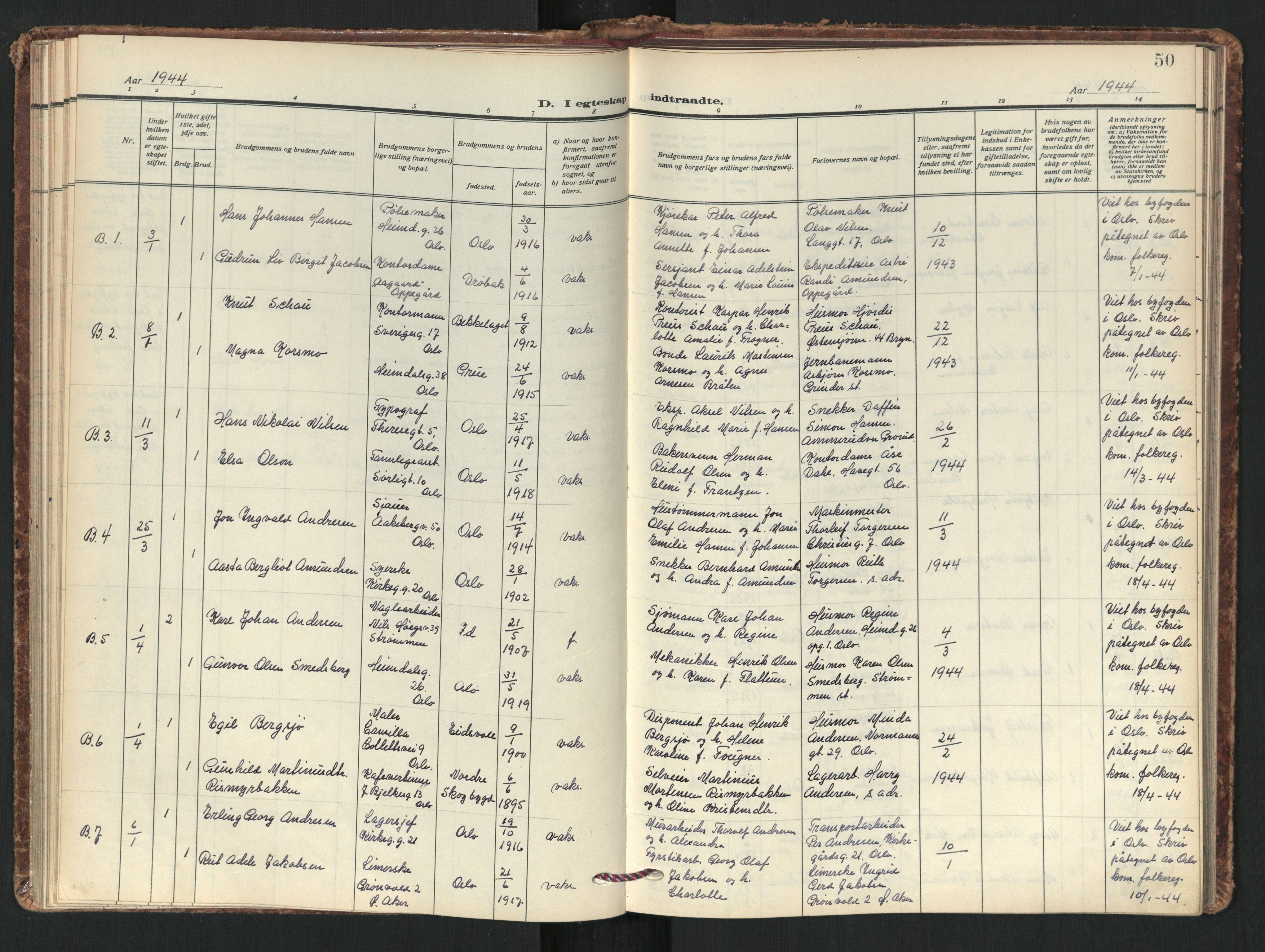 Tøyen prestekontor Kirkebøker, AV/SAO-A-10167a/F/Fa/L0008: Parish register (official) no. I 8, 1939-1969, p. 50