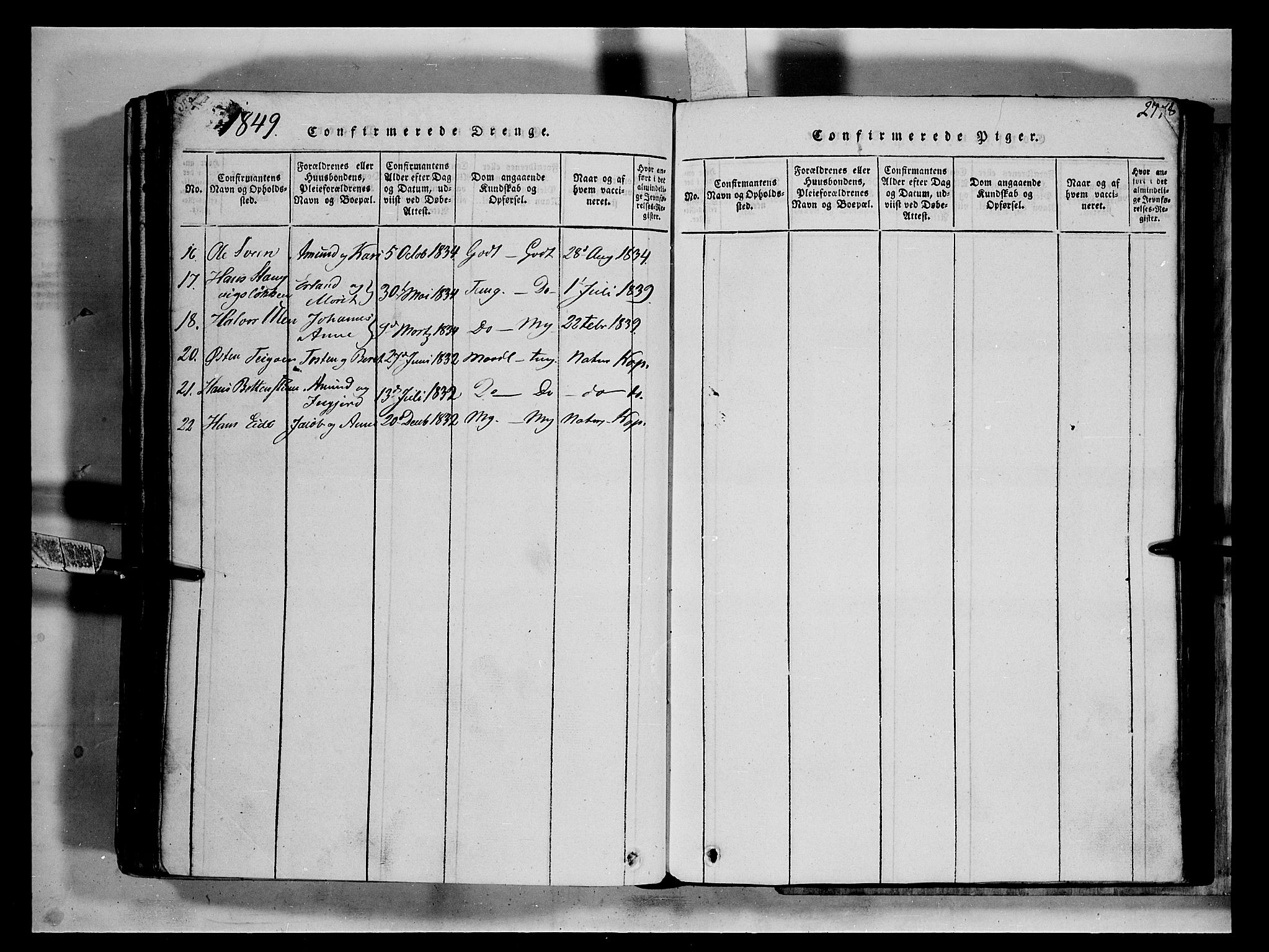 Fron prestekontor, SAH/PREST-078/H/Ha/Hab/L0002: Parish register (copy) no. 2, 1816-1850, p. 277