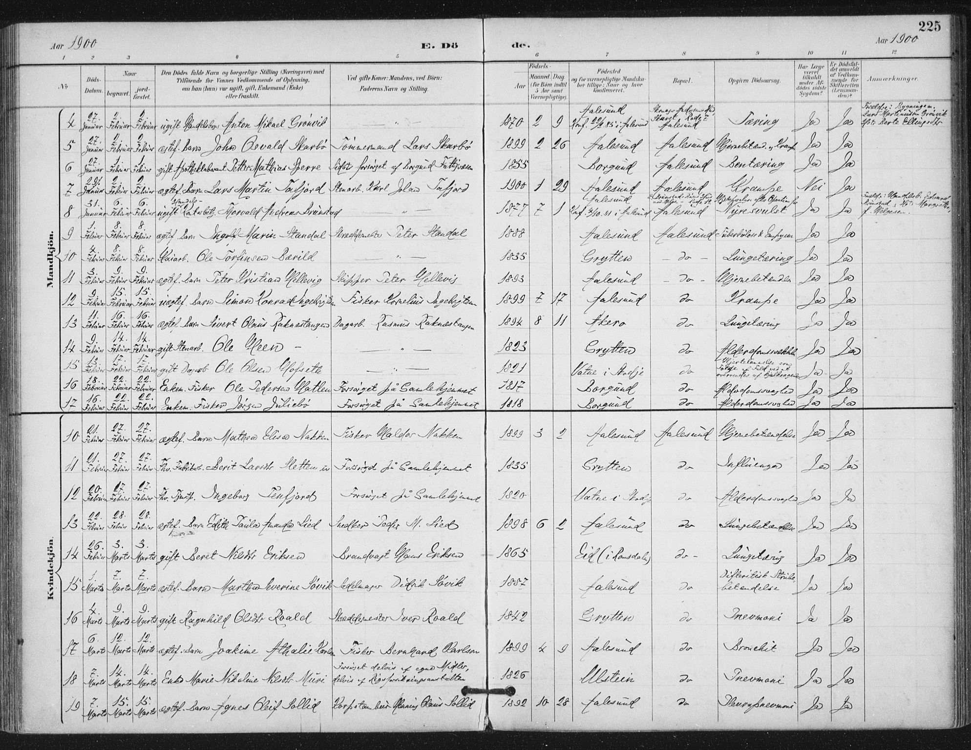 Ministerialprotokoller, klokkerbøker og fødselsregistre - Møre og Romsdal, AV/SAT-A-1454/529/L0457: Parish register (official) no. 529A07, 1894-1903, p. 225