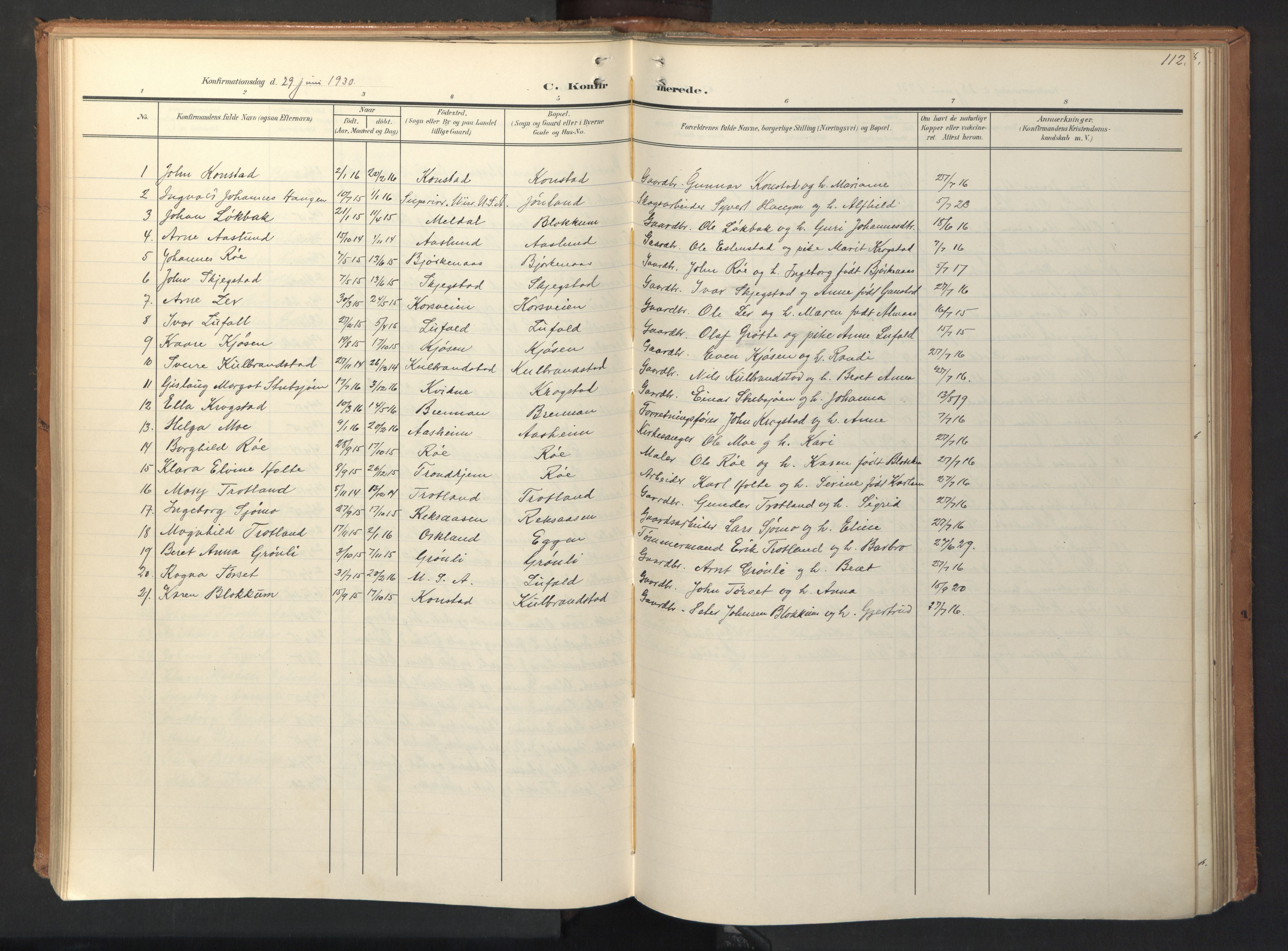Ministerialprotokoller, klokkerbøker og fødselsregistre - Sør-Trøndelag, AV/SAT-A-1456/694/L1128: Parish register (official) no. 694A02, 1906-1931, p. 112