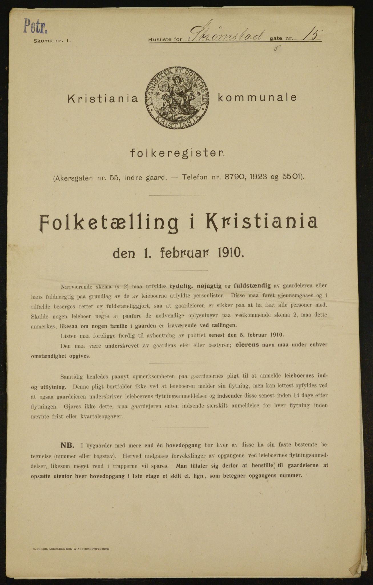 OBA, Municipal Census 1910 for Kristiania, 1910, p. 98635