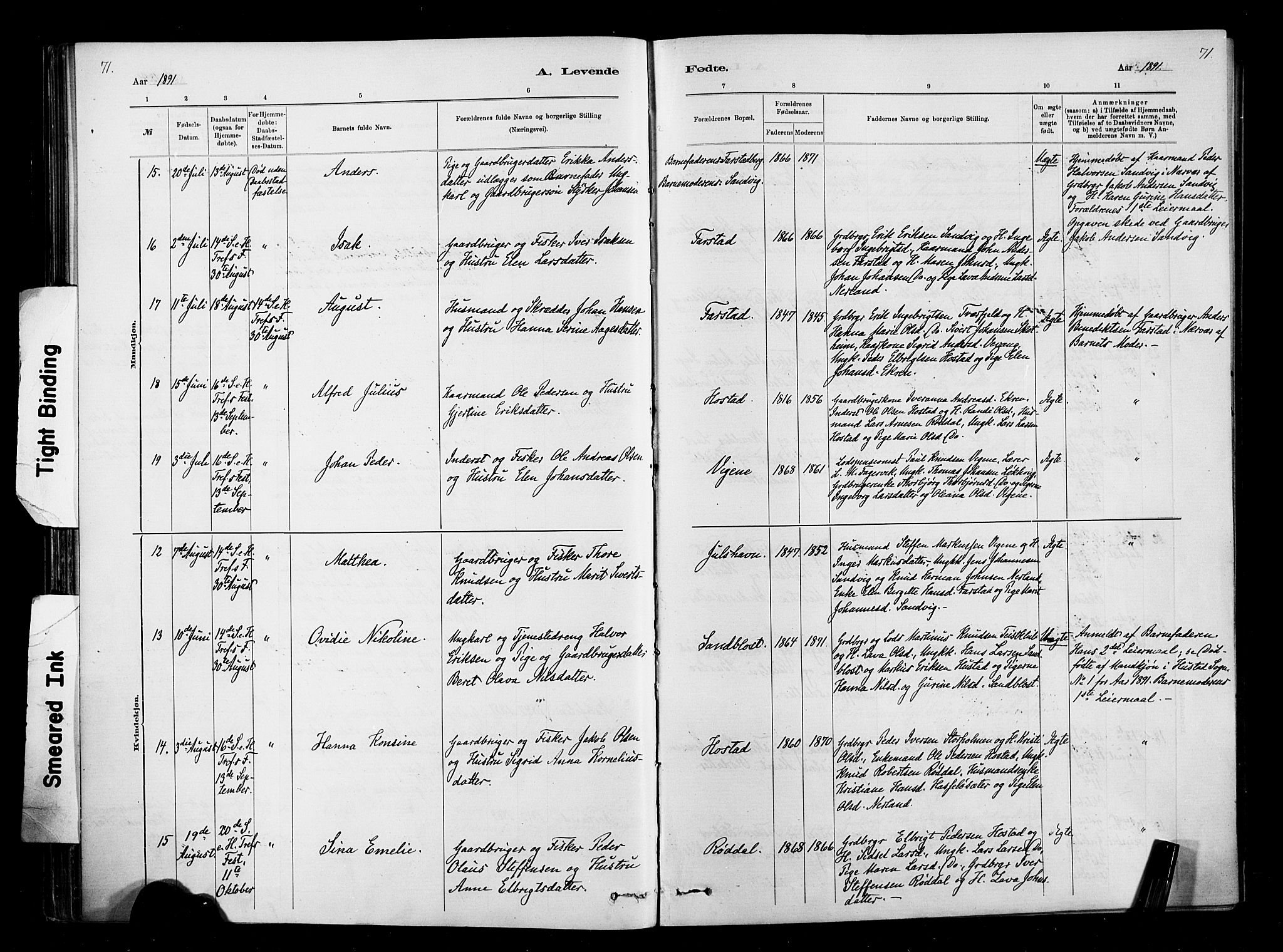 Ministerialprotokoller, klokkerbøker og fødselsregistre - Møre og Romsdal, AV/SAT-A-1454/567/L0778: Parish register (official) no. 567A01, 1881-1903, p. 71