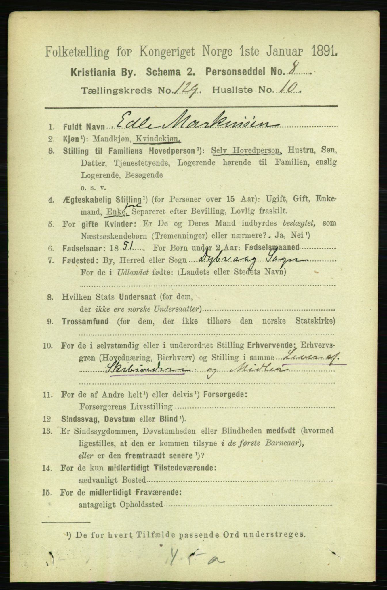 RA, 1891 census for 0301 Kristiania, 1891, p. 69444