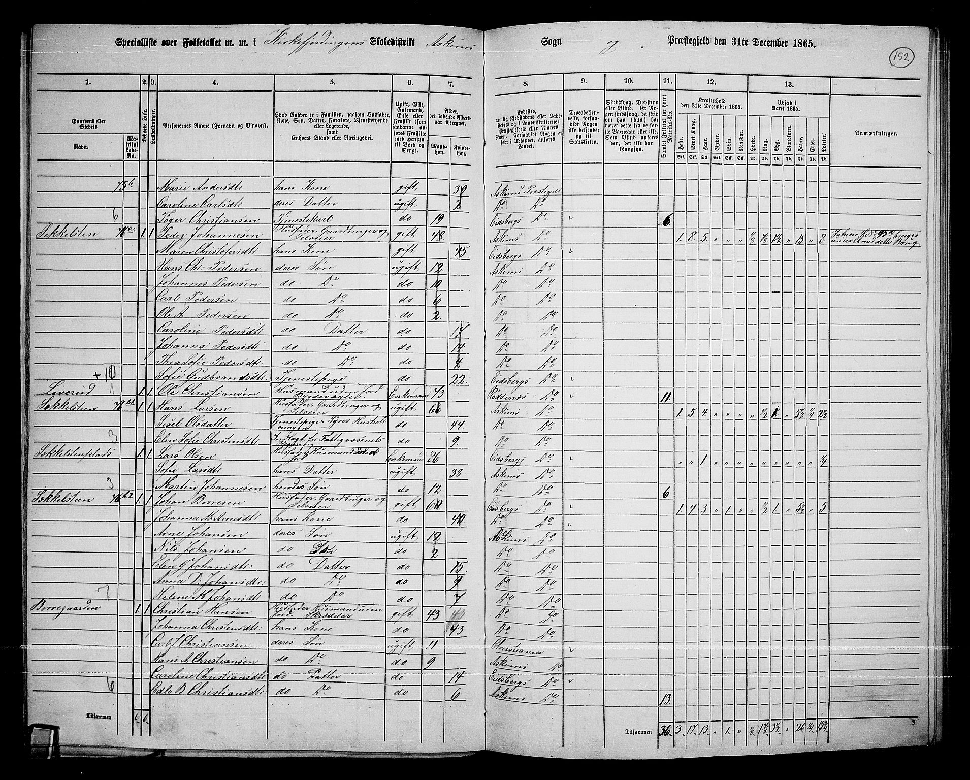 RA, 1865 census for Askim, 1865, p. 15