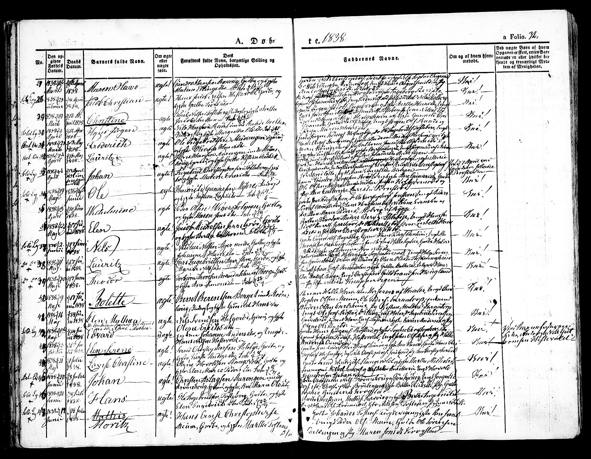 Råde prestekontor kirkebøker, AV/SAO-A-2009/F/Fa/L0005: Parish register (official) no. 5, 1830-1853, p. 32