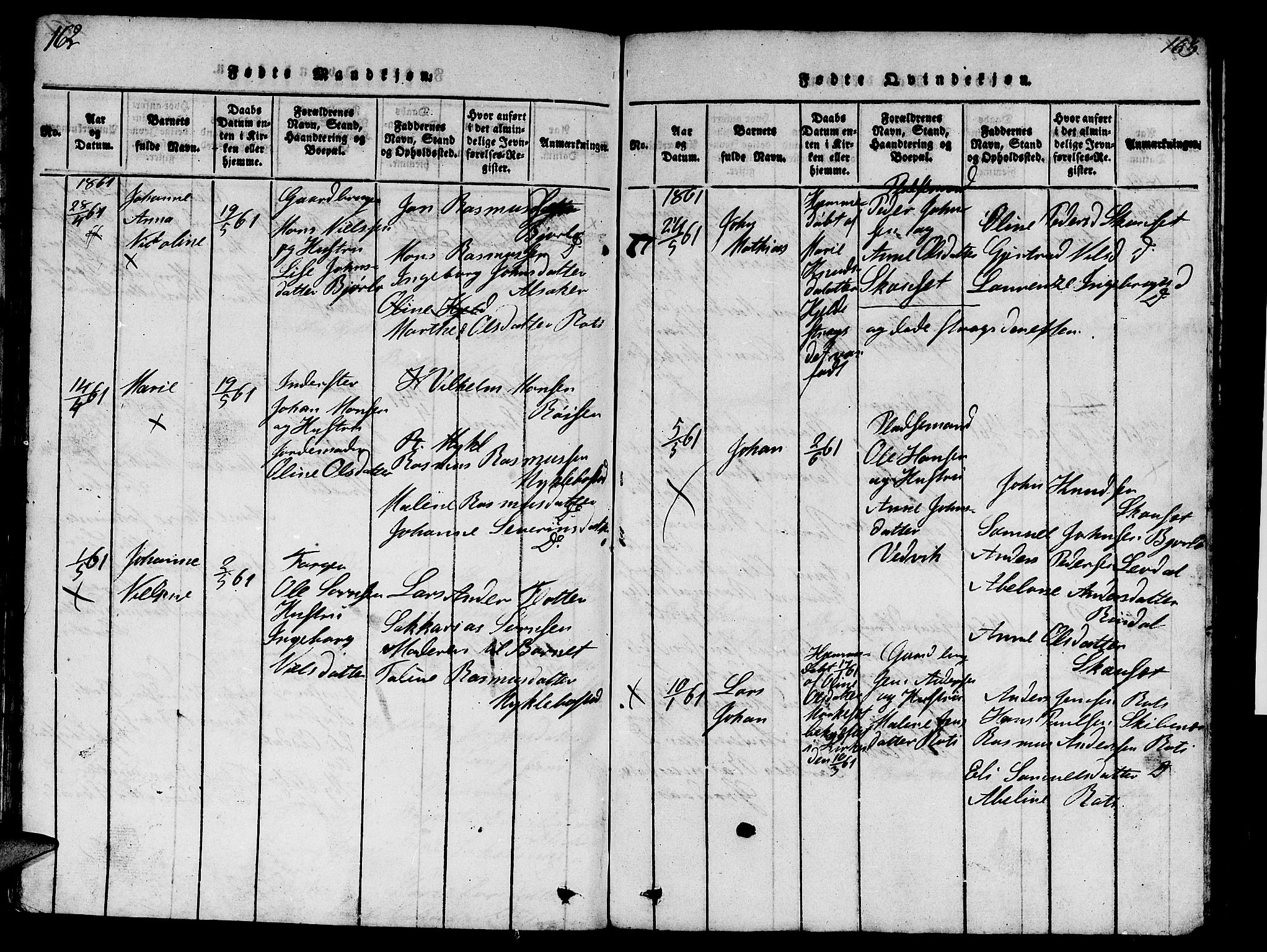 Eid sokneprestembete, AV/SAB-A-82301/H/Hab/Haba/L0001: Parish register (copy) no. A 1, 1816-1862, p. 162-163