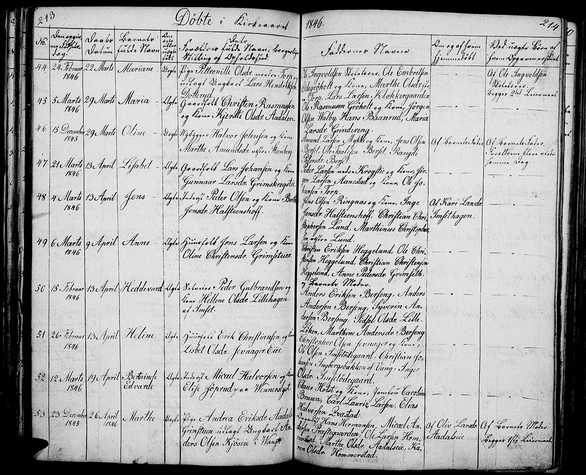 Løten prestekontor, AV/SAH-PREST-022/L/La/L0002: Parish register (copy) no. 2, 1832-1850, p. 213-214