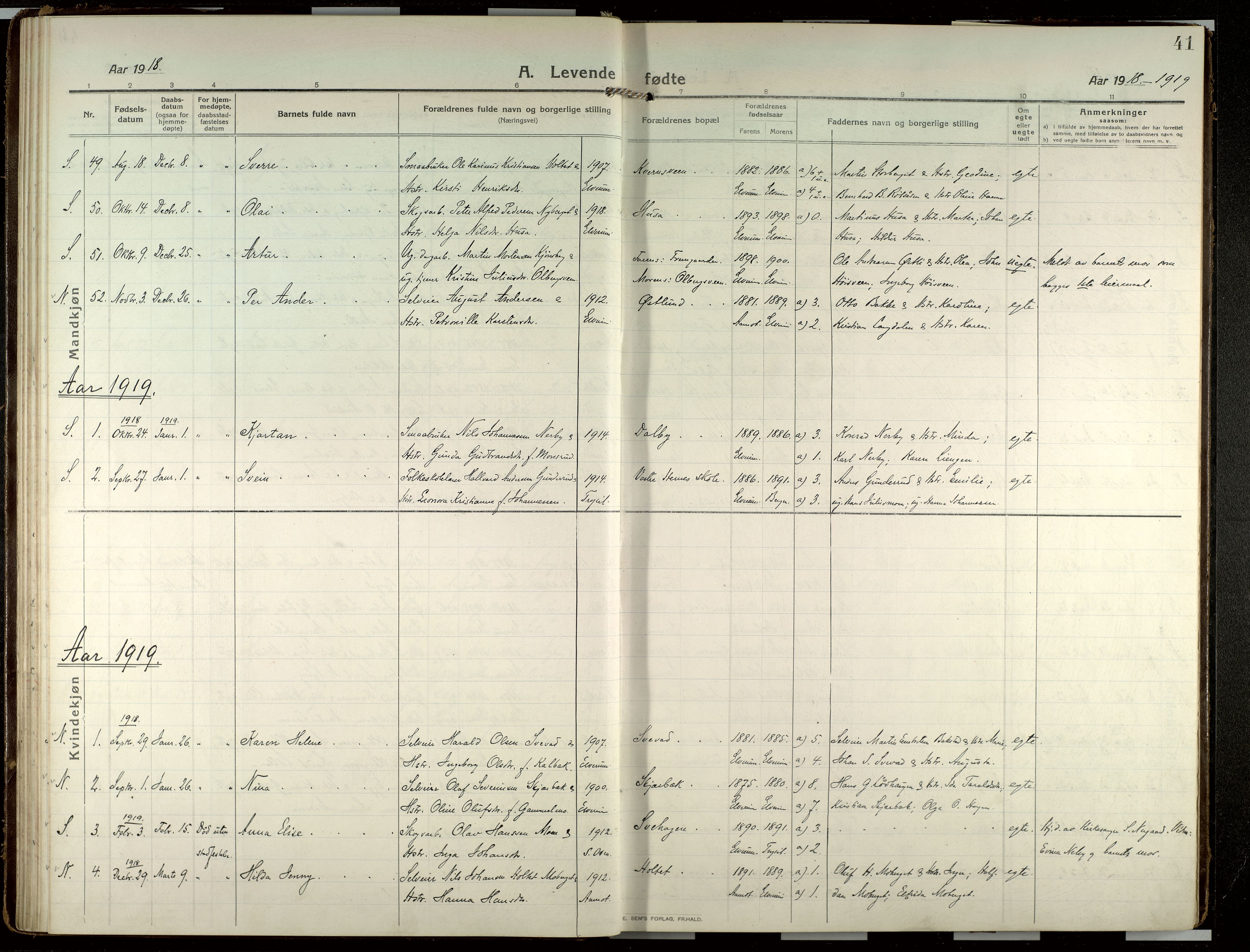 Elverum prestekontor, AV/SAH-PREST-044/H/Ha/Haa/L0022: Parish register (official) no. 22, 1913-1924, p. 41