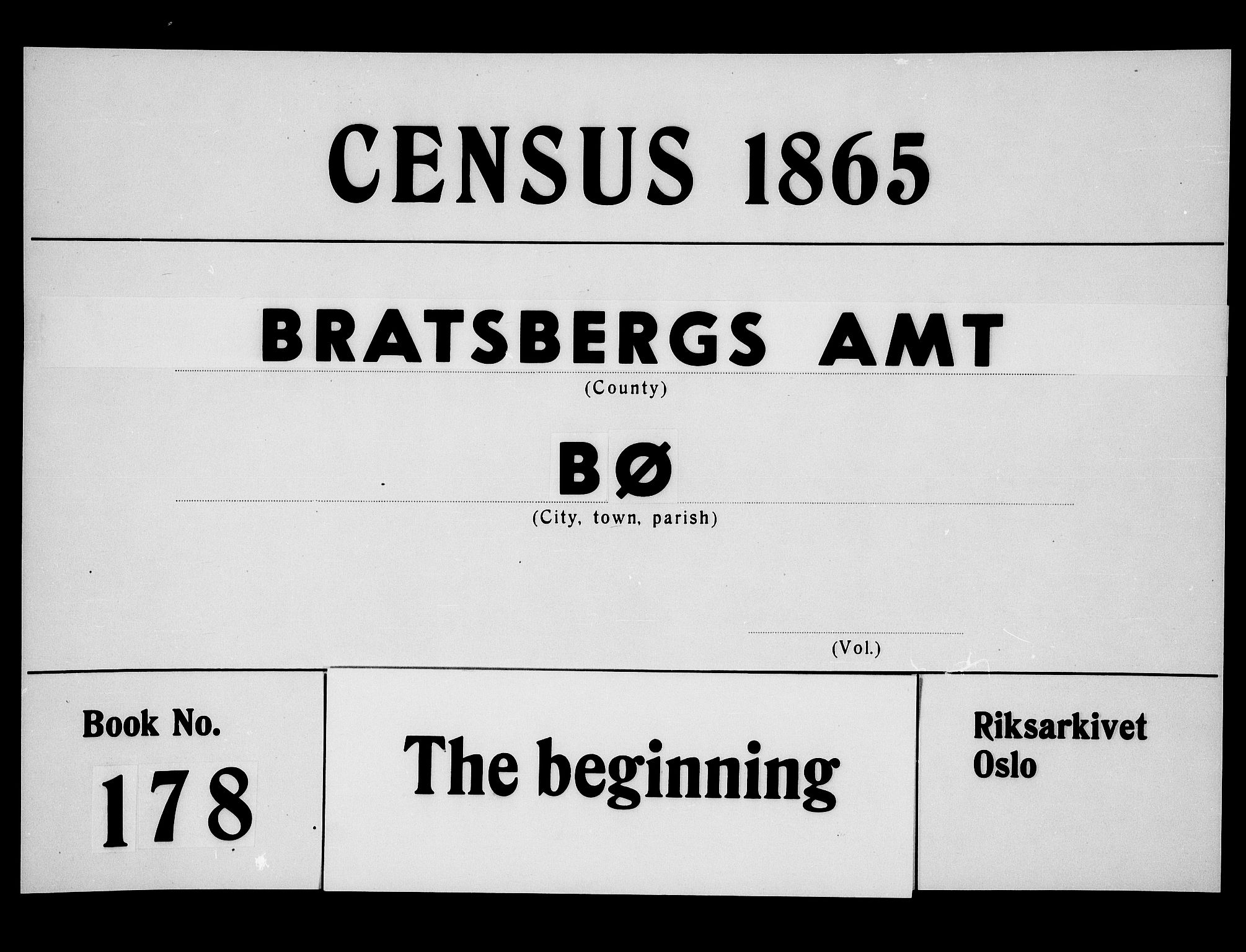 RA, 1865 census for Bø, 1865, p. 1