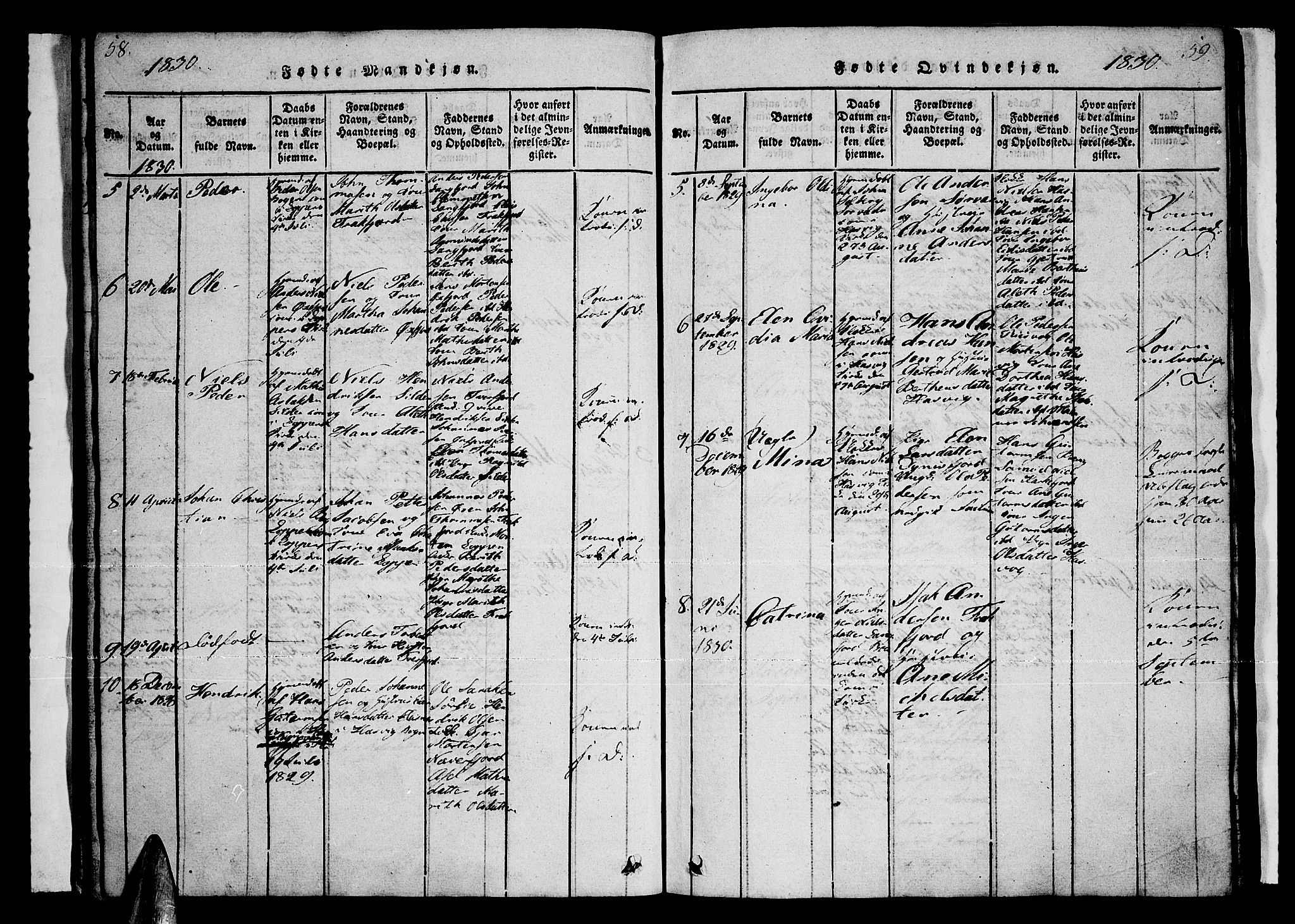 Loppa sokneprestkontor, AV/SATØ-S-1339/H/Ha/L0003kirke: Parish register (official) no. 3, 1820-1848, p. 58-59