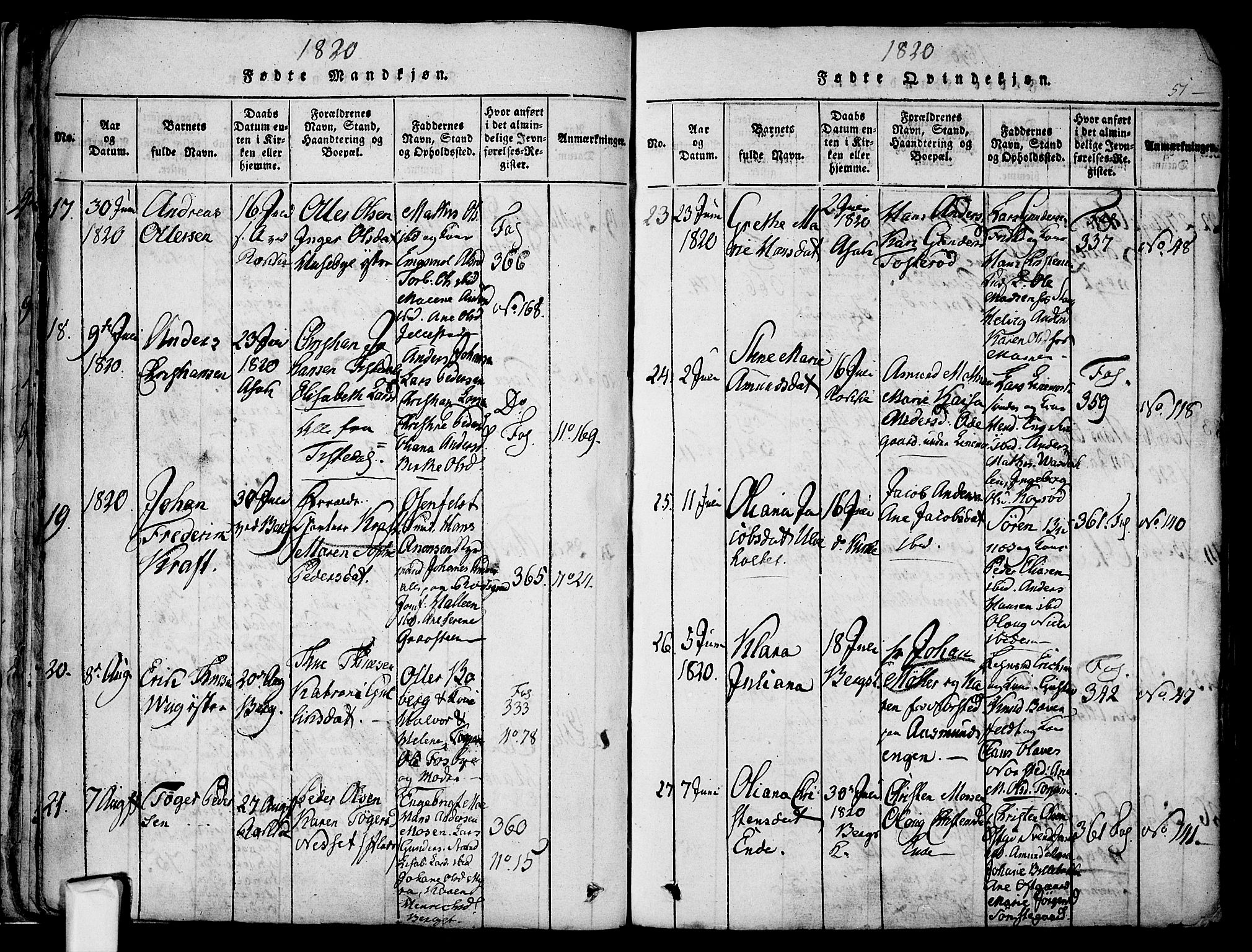 Berg prestekontor Kirkebøker, AV/SAO-A-10902/F/Fa/L0002: Parish register (official) no. I 2, 1815-1831, p. 51