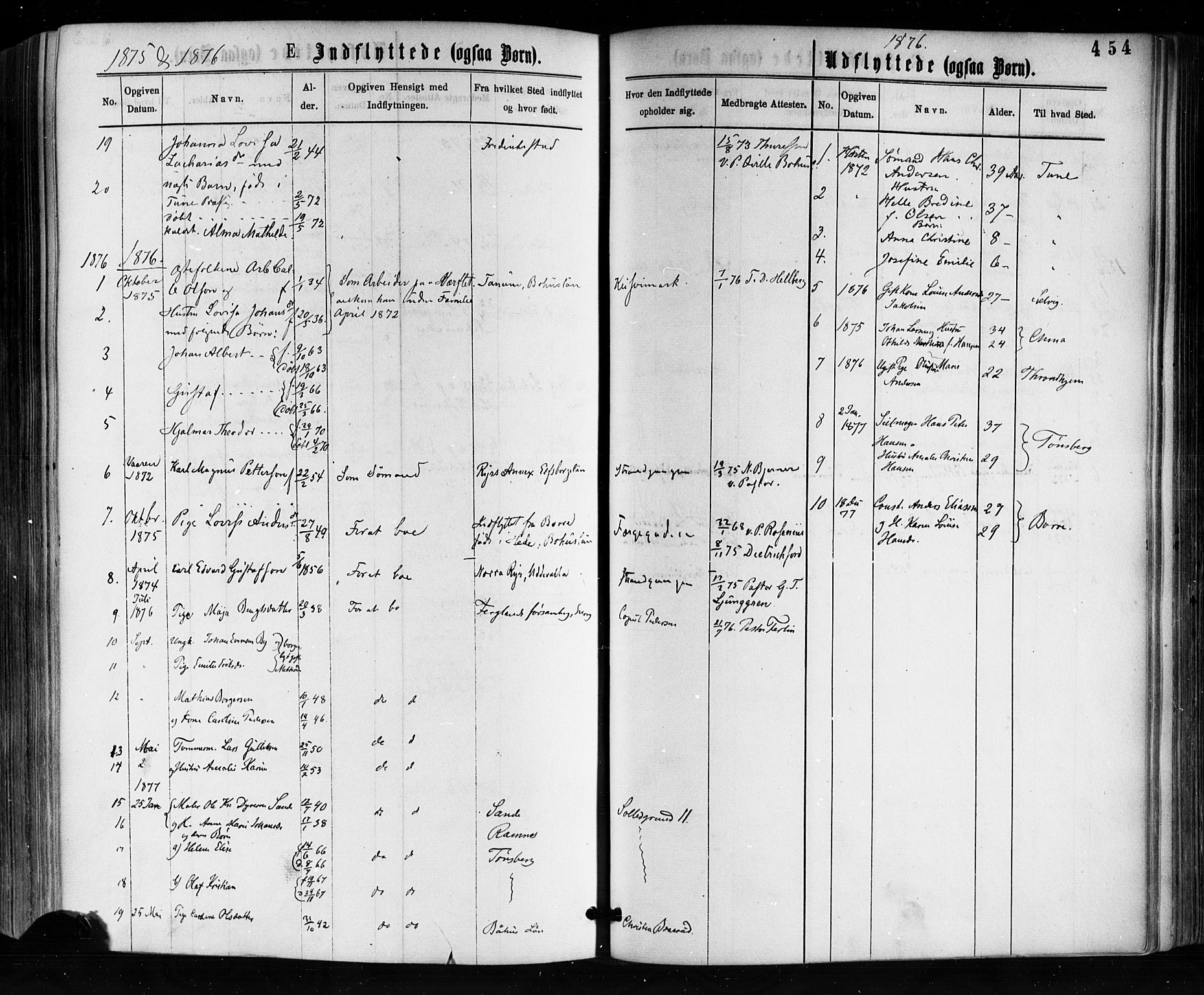 Horten kirkebøker, SAKO/A-348/F/Fa/L0002: Parish register (official) no. 2, 1872-1877, p. 454