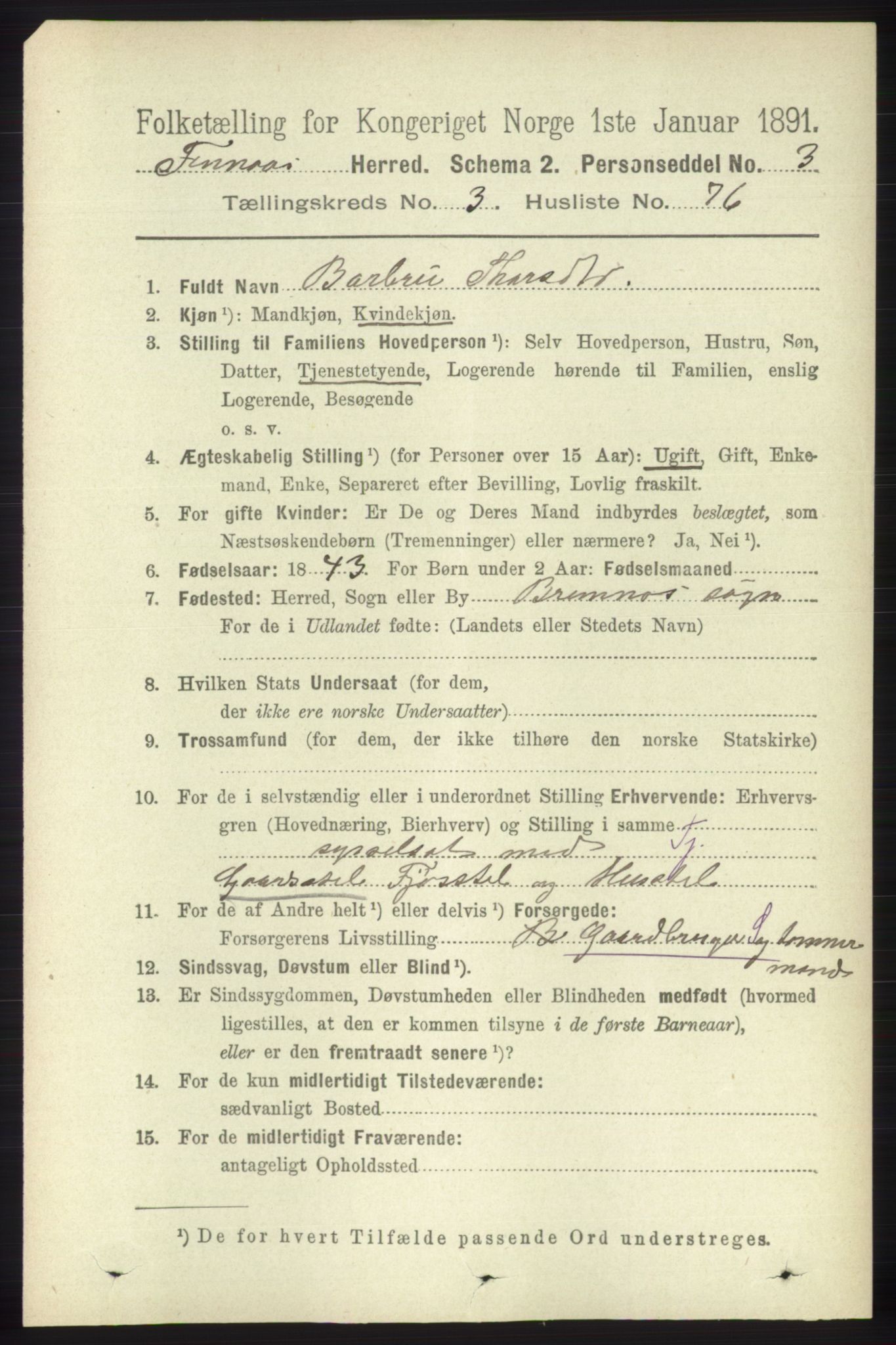 RA, 1891 census for 1218 Finnås, 1891, p. 1574