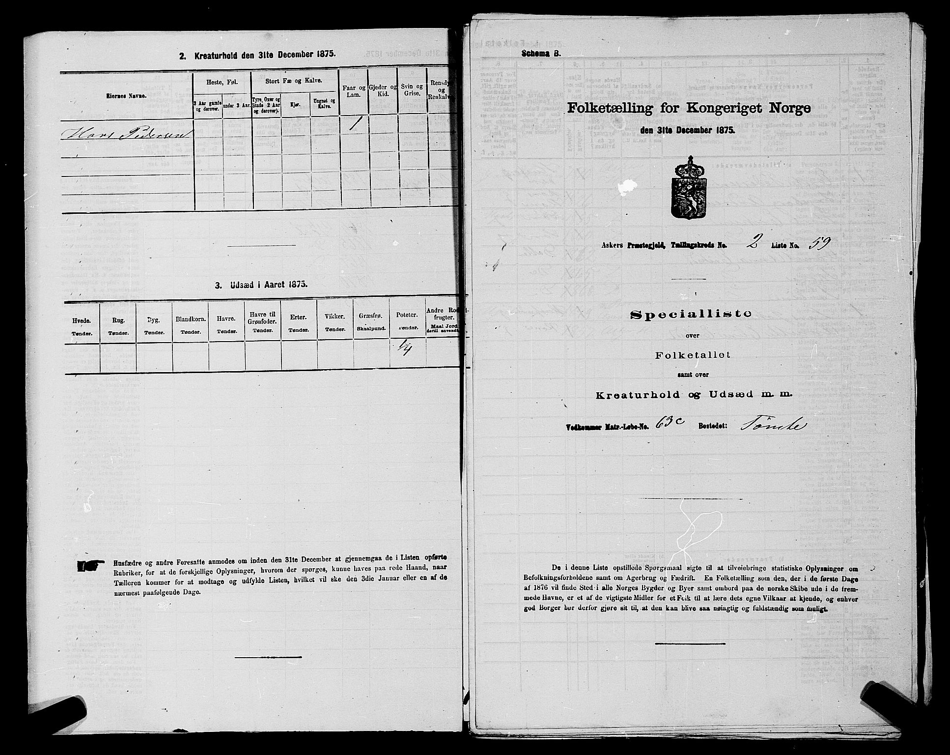 RA, 1875 census for 0220P Asker, 1875, p. 2819