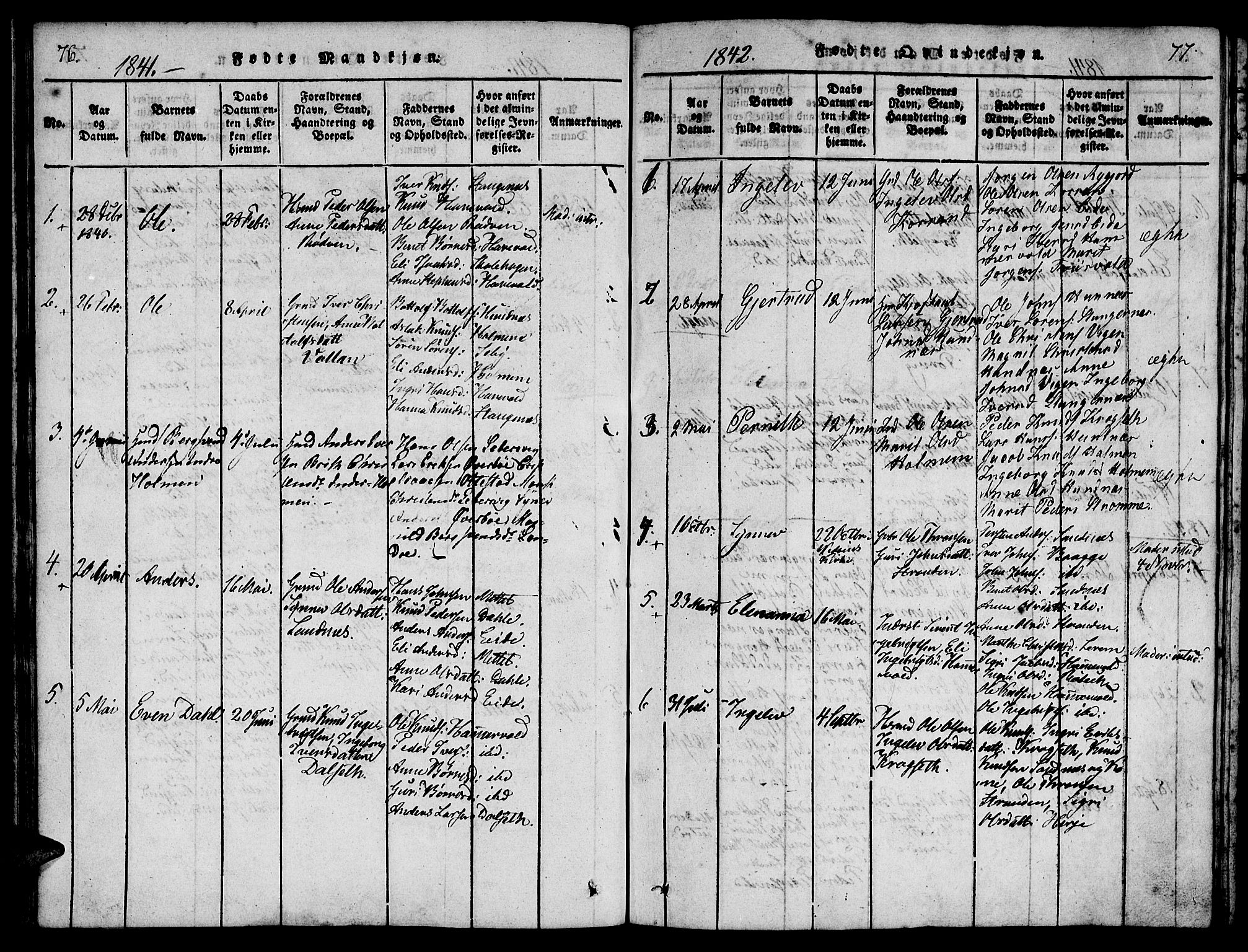 Ministerialprotokoller, klokkerbøker og fødselsregistre - Møre og Romsdal, AV/SAT-A-1454/548/L0612: Parish register (official) no. 548A01, 1818-1846, p. 76-77