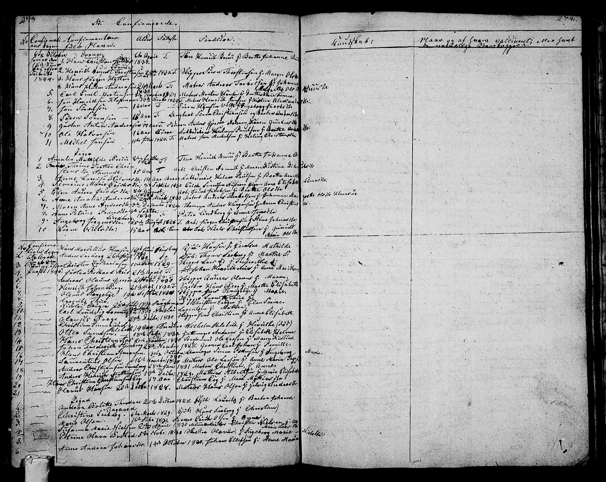 Tønsberg kirkebøker, AV/SAKO-A-330/G/Ga/L0002: Parish register (copy) no. 2, 1827-1854, p. 273-274