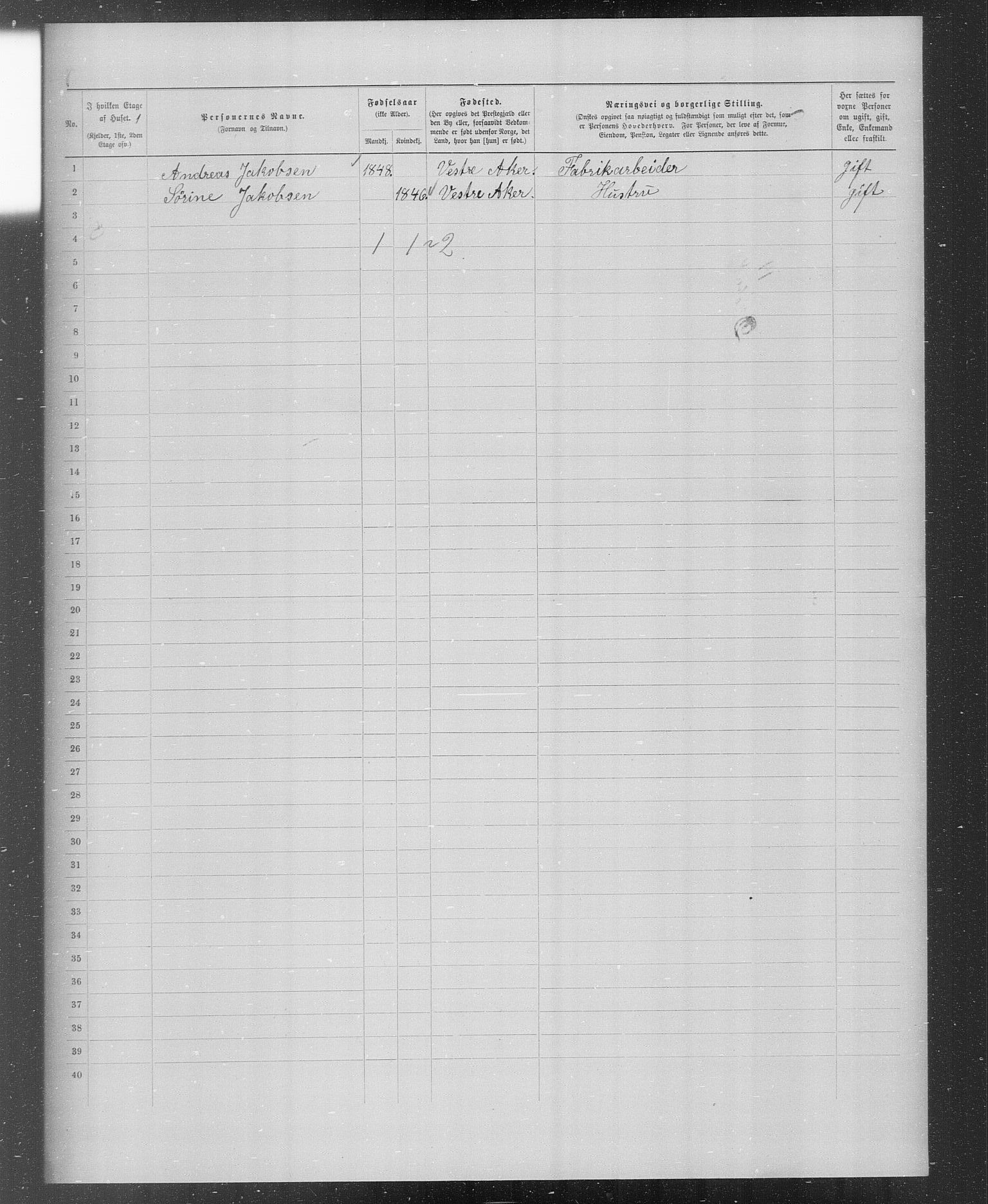 OBA, Municipal Census 1899 for Kristiania, 1899, p. 2316