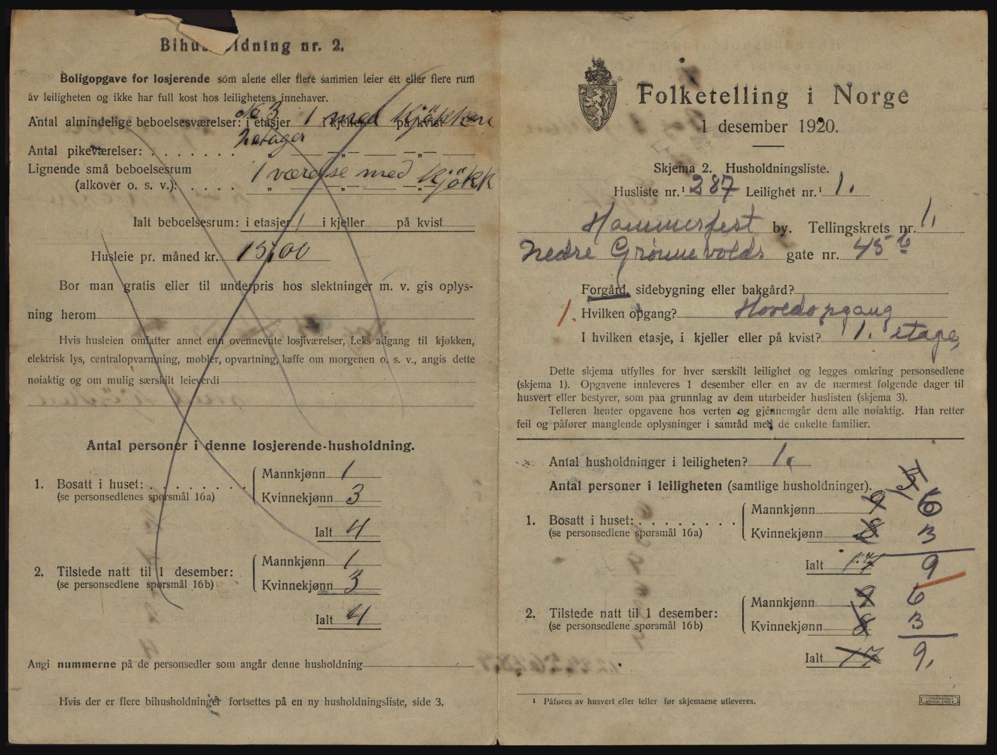 SATØ, 1920 census for Hammerfest, 1920, p. 1884