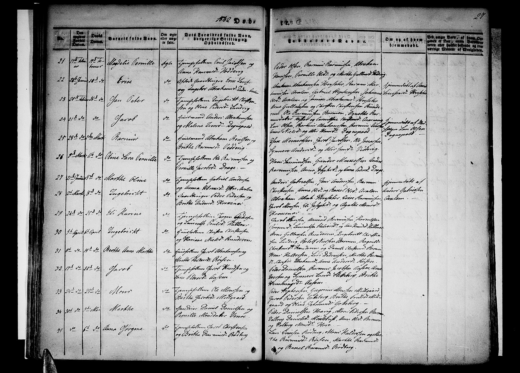Selje sokneprestembete, SAB/A-99938/H/Ha/Haa/Haaa: Parish register (official) no. A 9, 1829-1844, p. 27