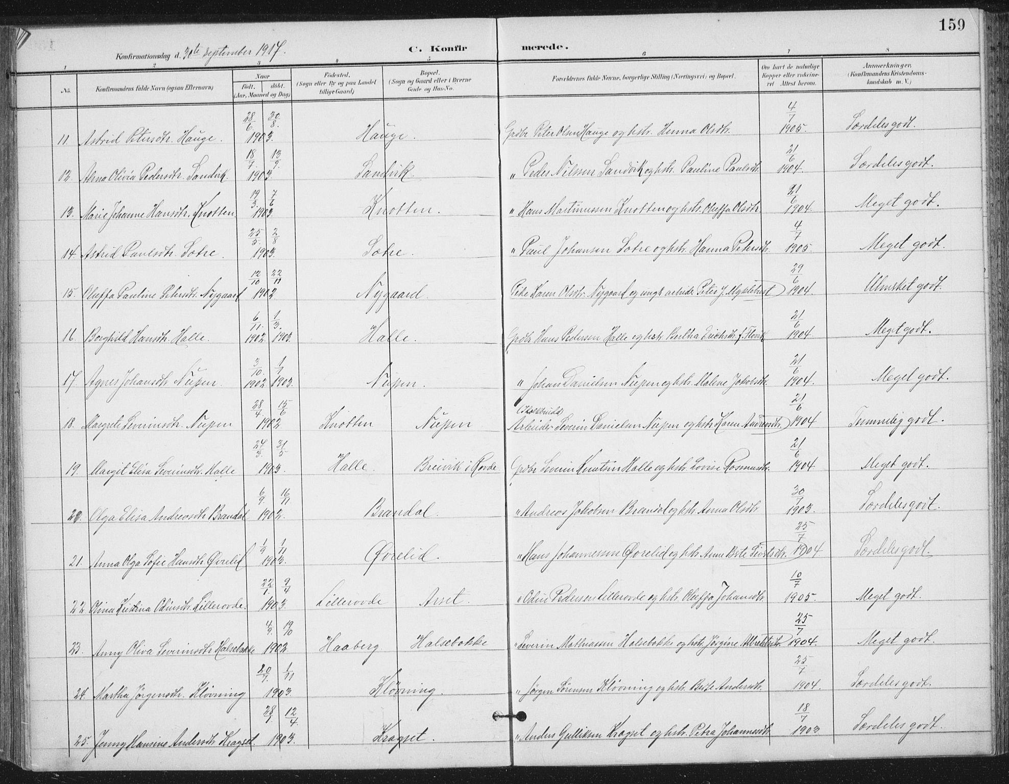 Ministerialprotokoller, klokkerbøker og fødselsregistre - Møre og Romsdal, AV/SAT-A-1454/503/L0038: Parish register (official) no. 503A06, 1901-1917, p. 159