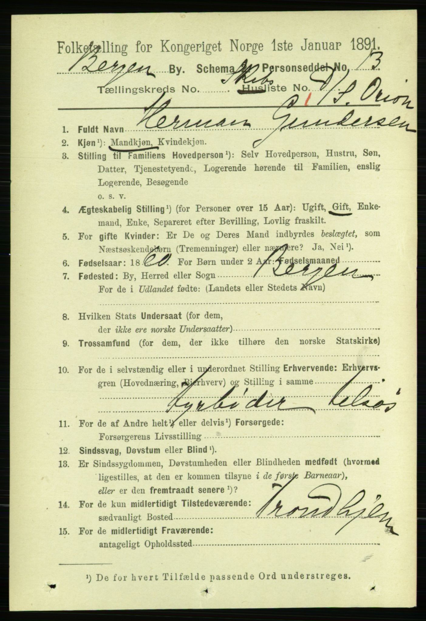 RA, 1891 Census for 1301 Bergen, 1891, p. 64442