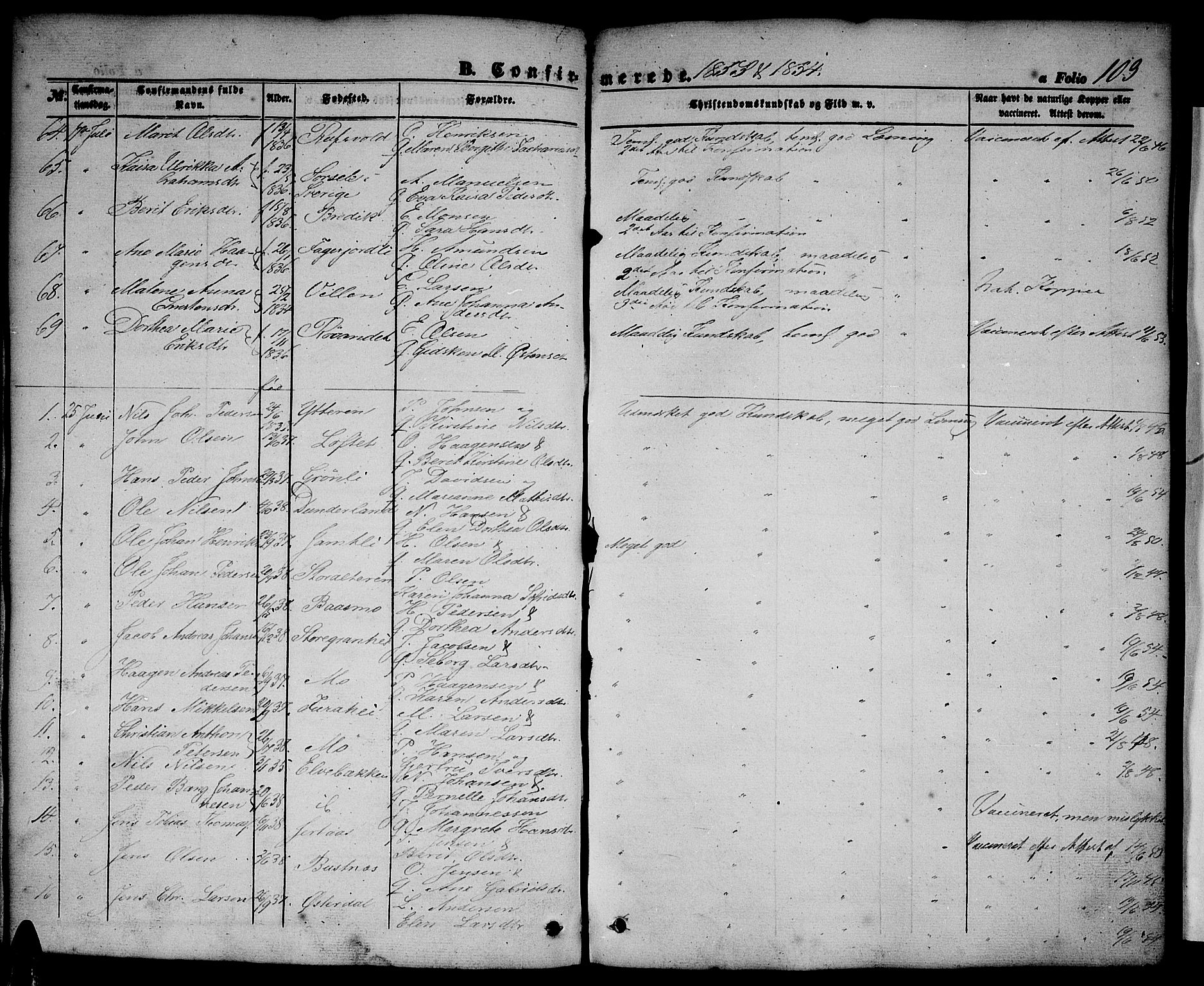 Ministerialprotokoller, klokkerbøker og fødselsregistre - Nordland, AV/SAT-A-1459/827/L0414: Parish register (copy) no. 827C03, 1853-1865, p. 103