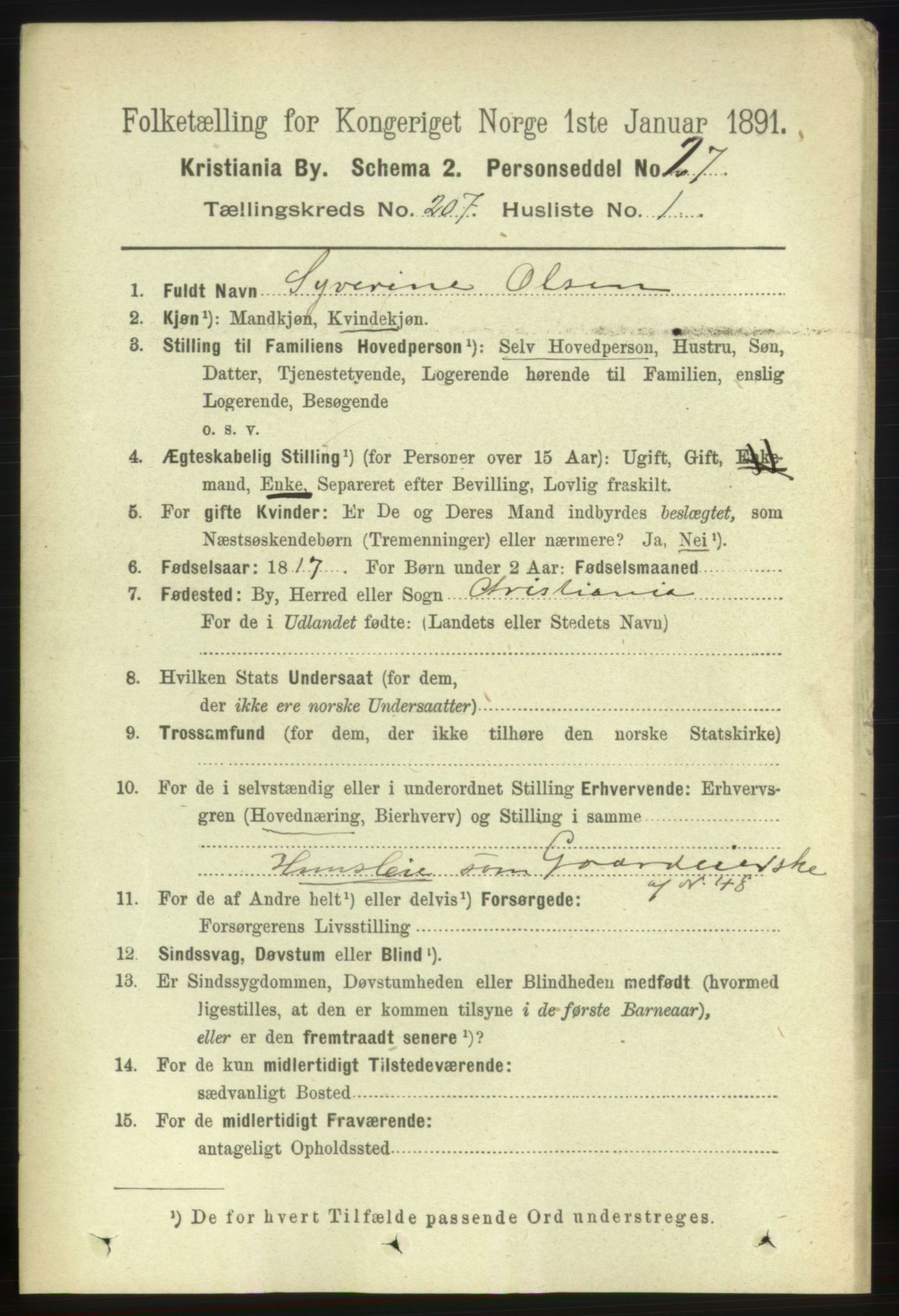 RA, 1891 census for 0301 Kristiania, 1891, p. 124299