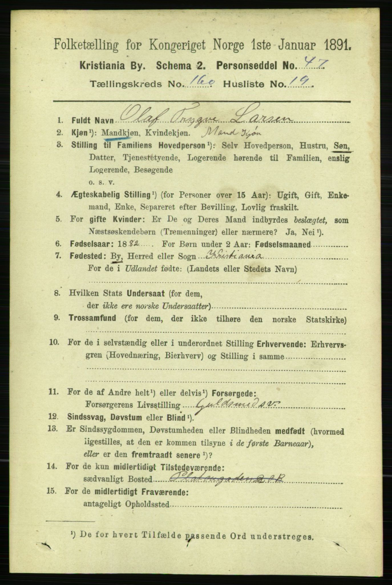 RA, 1891 census for 0301 Kristiania, 1891, p. 91238