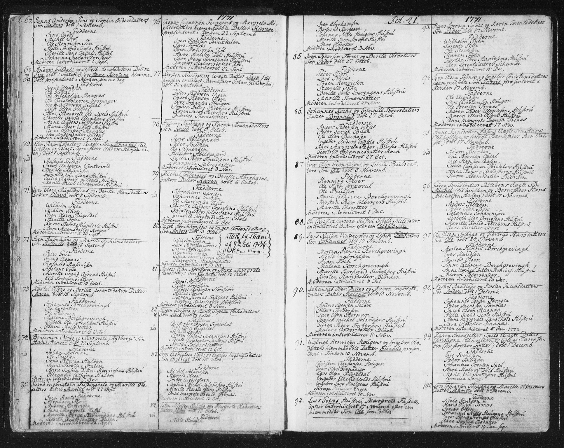 Ministerialprotokoller, klokkerbøker og fødselsregistre - Sør-Trøndelag, AV/SAT-A-1456/681/L0926: Parish register (official) no. 681A04, 1767-1797, p. 41