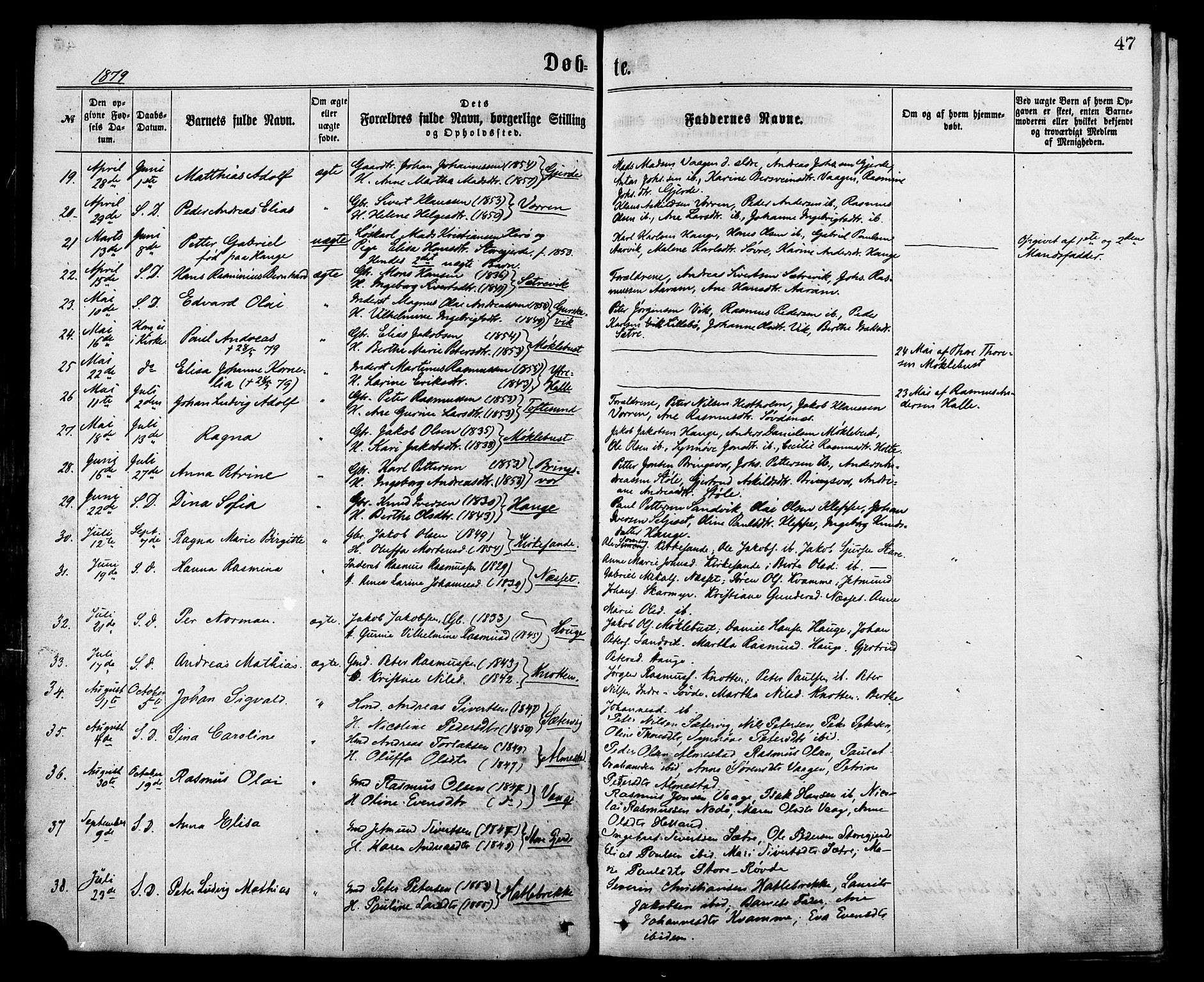 Ministerialprotokoller, klokkerbøker og fødselsregistre - Møre og Romsdal, SAT/A-1454/503/L0035: Parish register (official) no. 503A03, 1865-1884, p. 47
