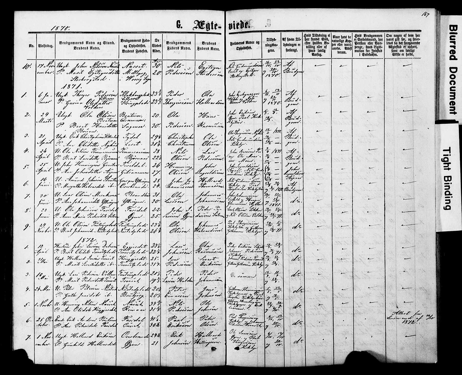 Ministerialprotokoller, klokkerbøker og fødselsregistre - Nord-Trøndelag, AV/SAT-A-1458/706/L0049: Parish register (copy) no. 706C01, 1864-1895, p. 167