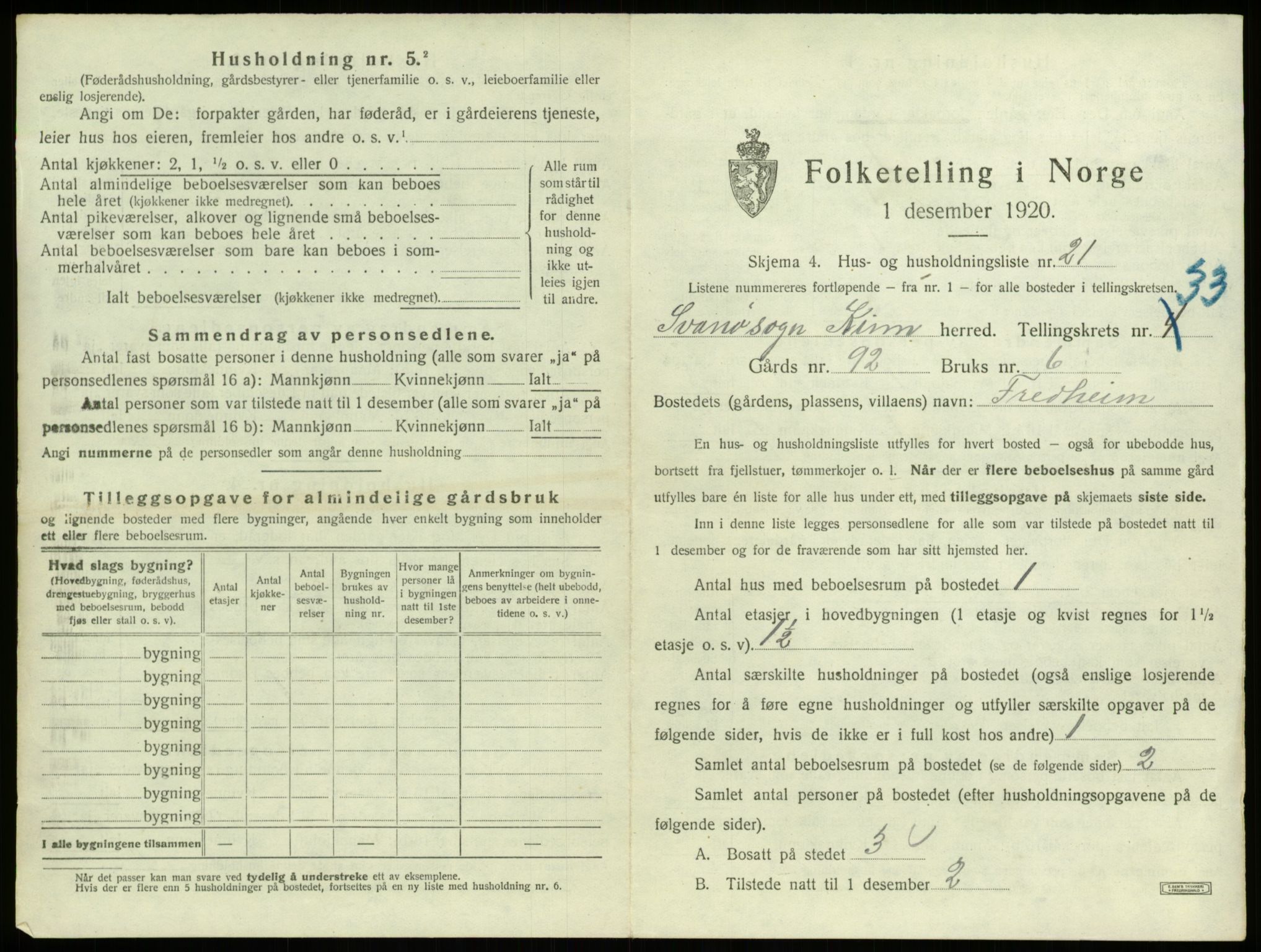 SAB, 1920 census for Kinn, 1920, p. 1632