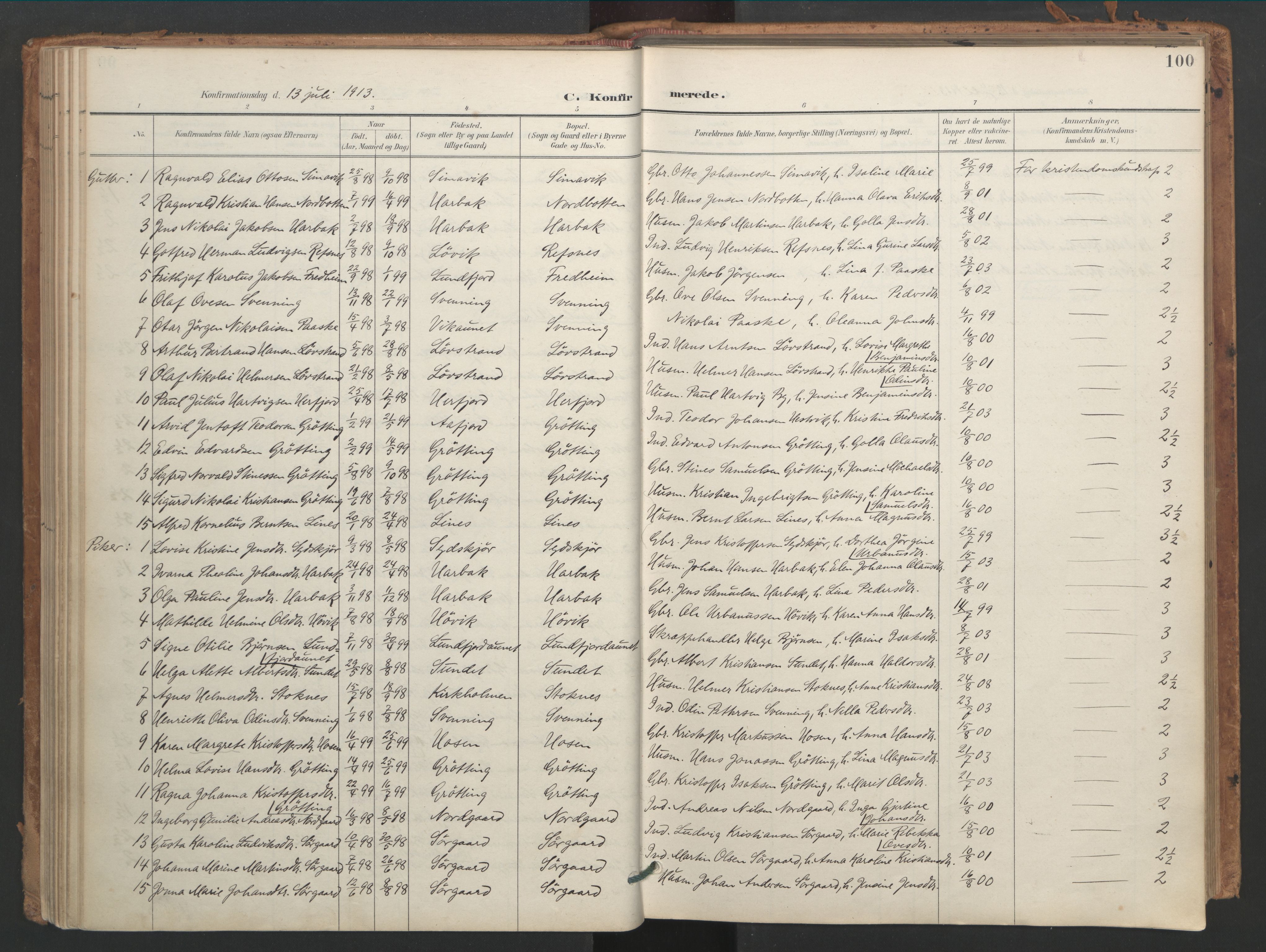 Ministerialprotokoller, klokkerbøker og fødselsregistre - Sør-Trøndelag, SAT/A-1456/656/L0693: Parish register (official) no. 656A02, 1894-1913, p. 100