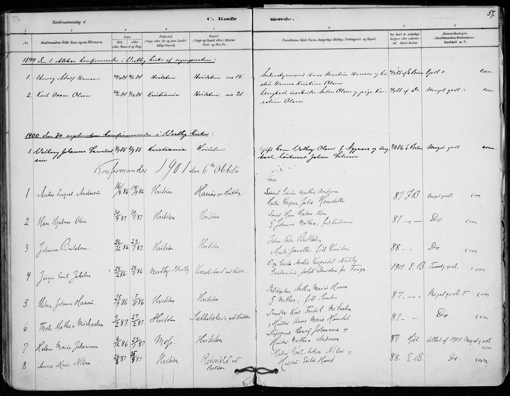 Vestby prestekontor Kirkebøker, AV/SAO-A-10893/F/Fd/L0001: Parish register (official) no. IV 1, 1878-1945, p. 57