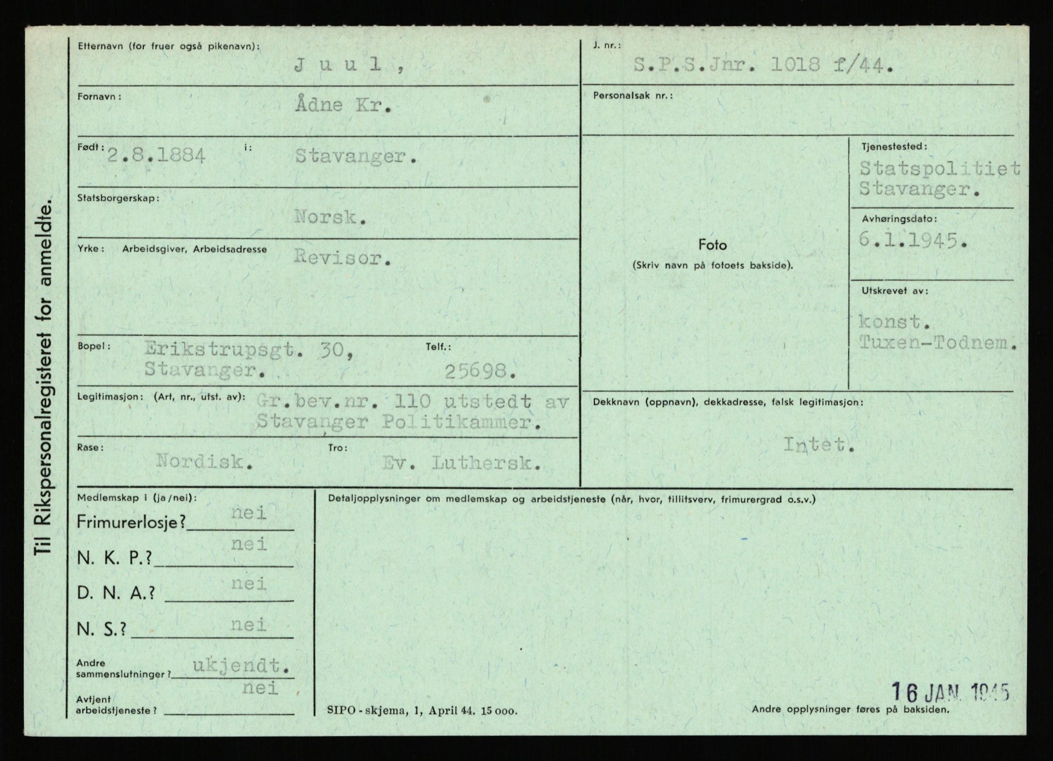 Statspolitiet - Hovedkontoret / Osloavdelingen, AV/RA-S-1329/C/Ca/L0008: Johan(nes)sen - Knoph, 1943-1945, p. 2622