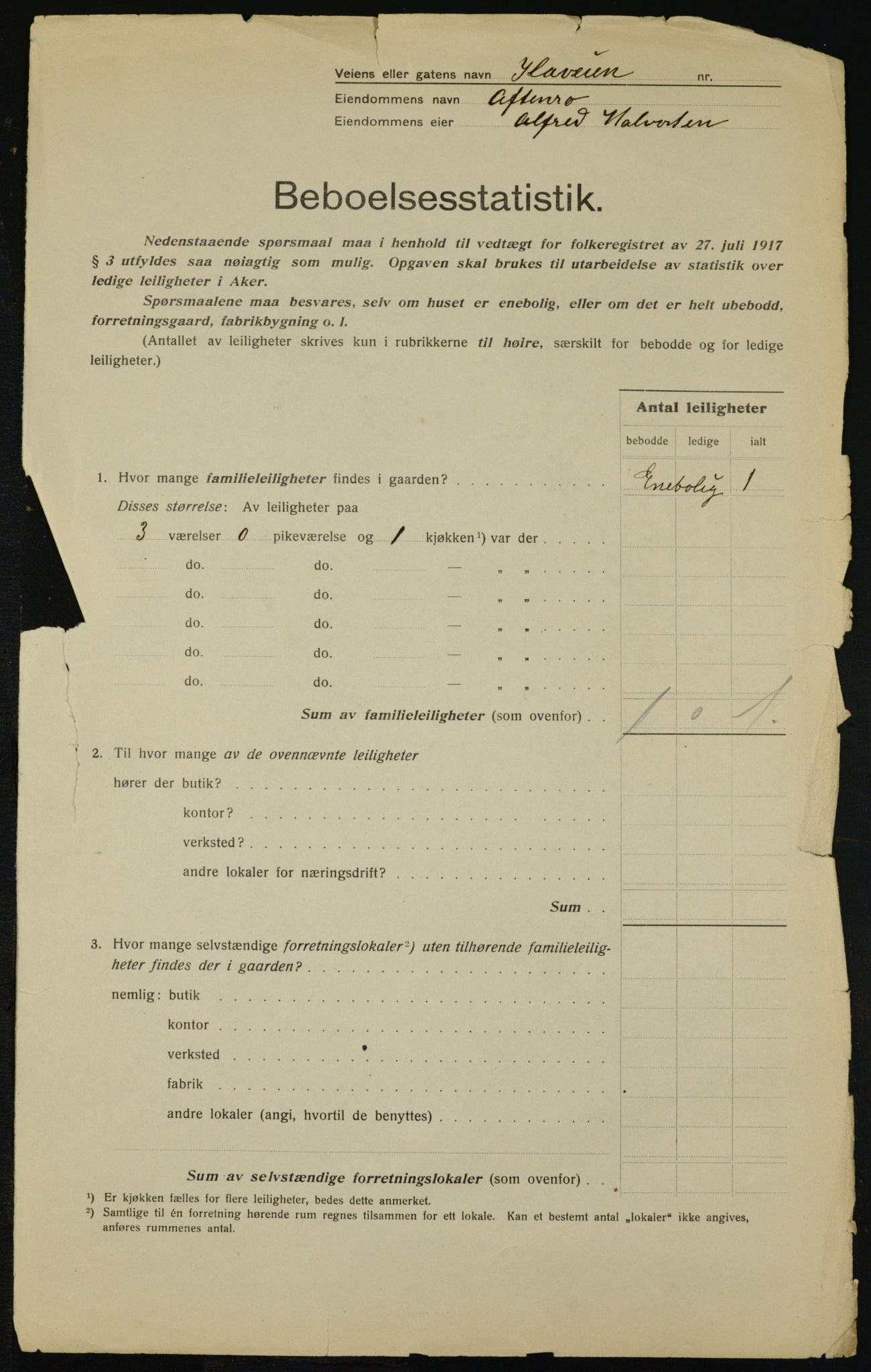 OBA, Municipal Census 1917 for Aker, 1917, p. 23820