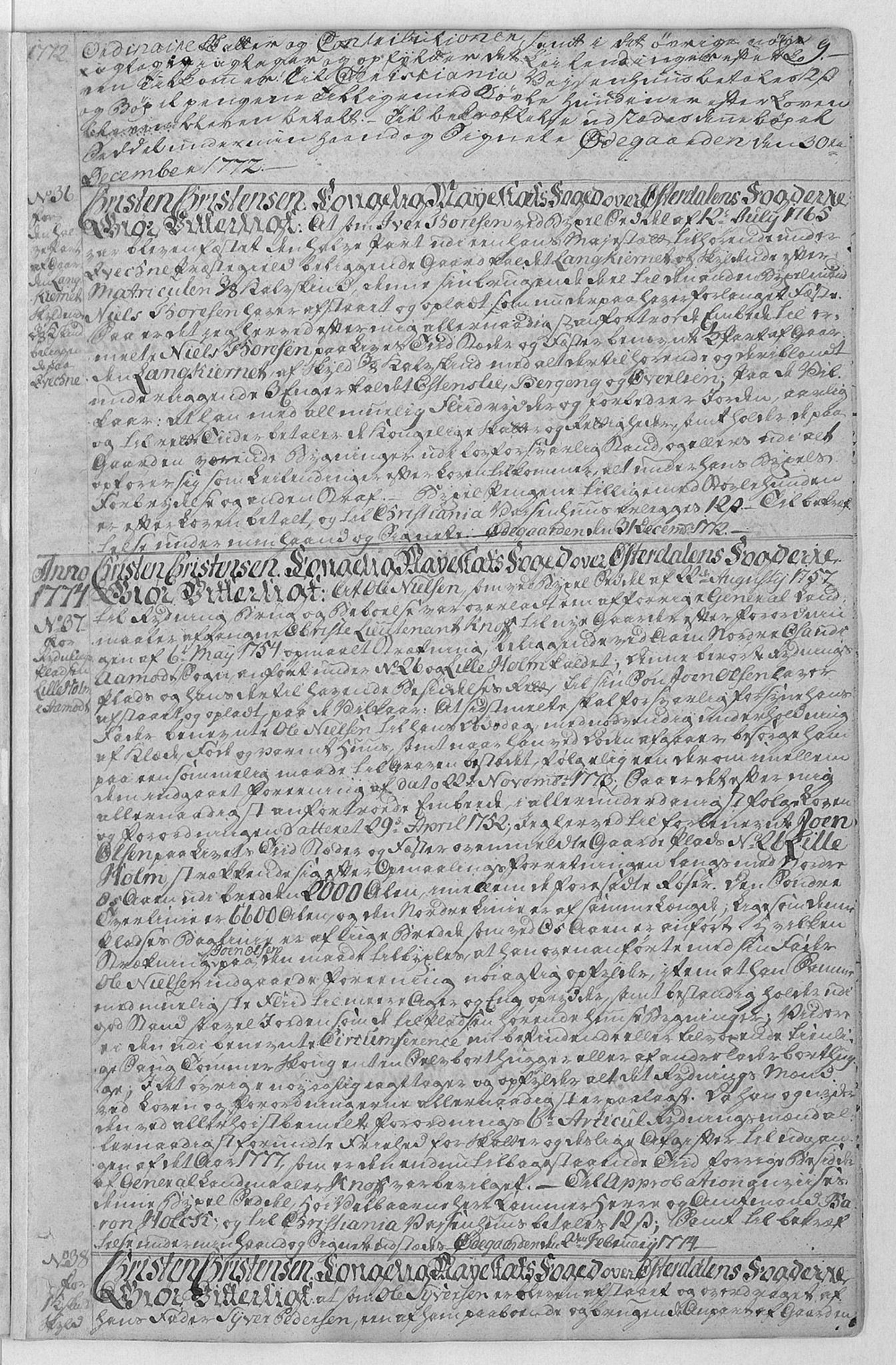 Østerdalen fogderi, AV/SAH-FOGDH-006/F/Fb/L0001: Bygselsprotokoll, 1765-1822, p. 9a